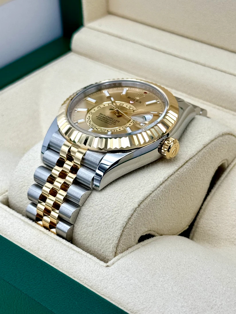 RLX Sky-Dweller 42mm 336933-0002 Two-Tone Yellow Gold Champagne Dial Oyster - LITELUX