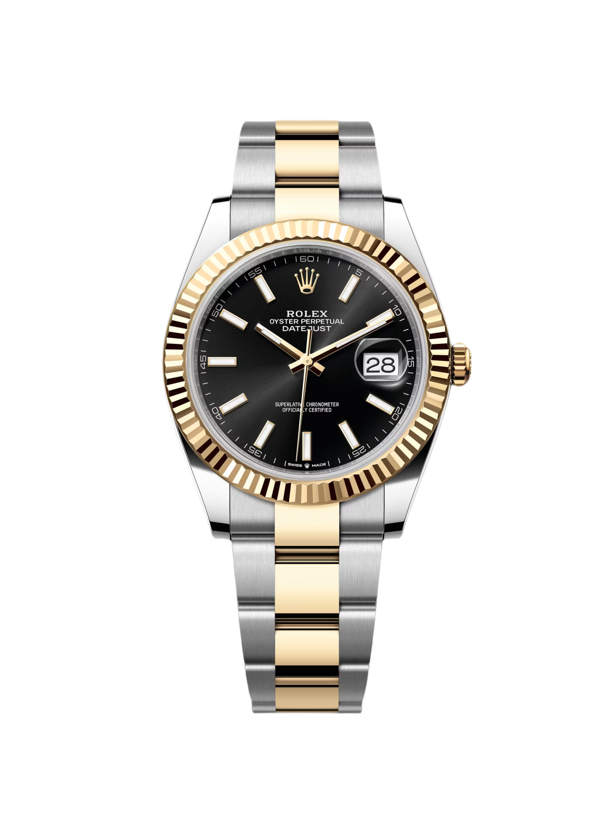 RLX Datejust 41mm Two-Tone Yellow Gold Fluted Bezel Black Index Dial Jubilee - 126333 - LITELUX