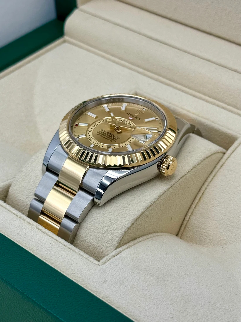 RLX Sky-Dweller 42mm 336933-0001 Two-Tone Yellow Gold Champagne Dial Oyster - LITELUX