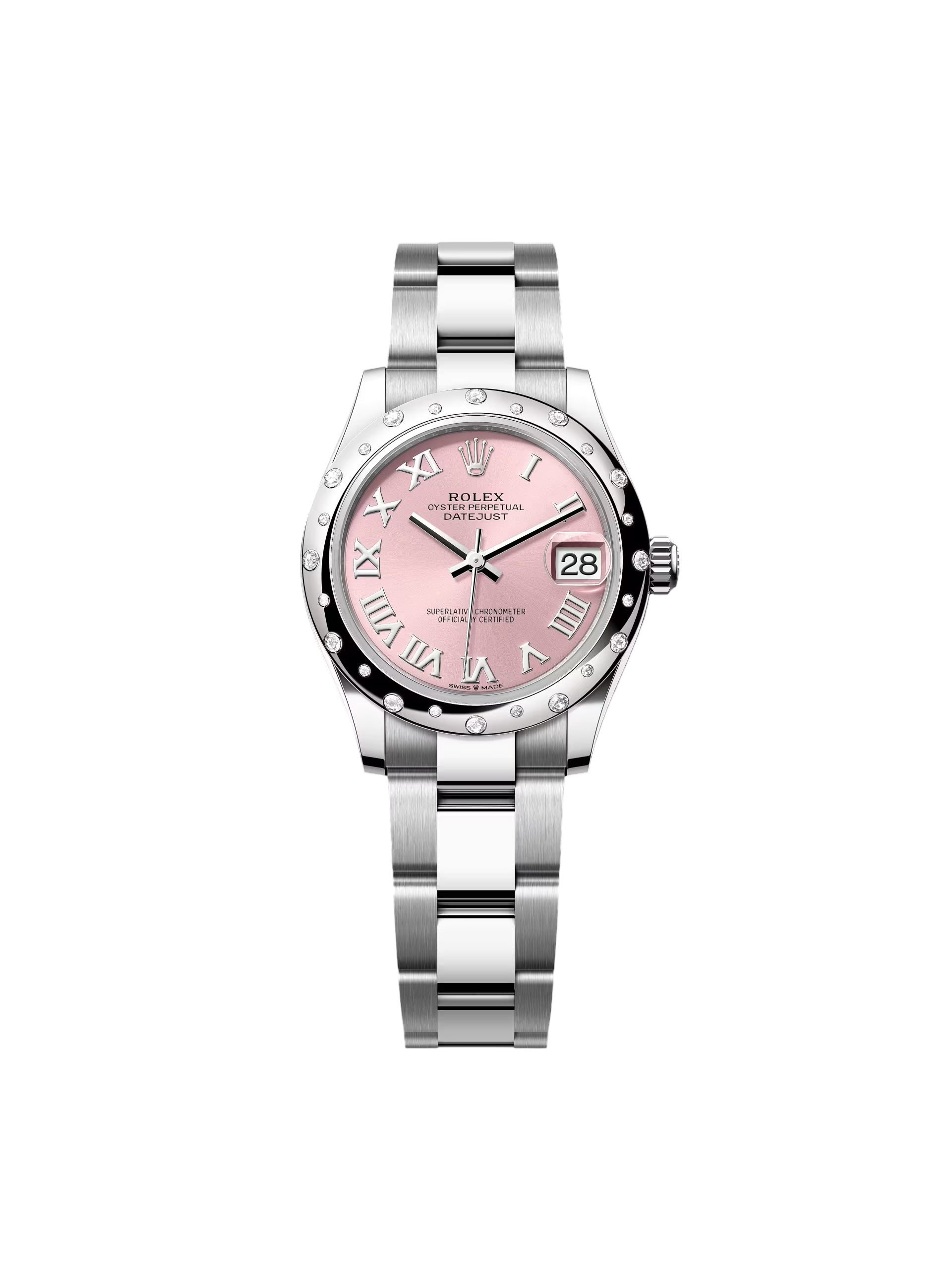 RLX Datejust m278344-0021/0022 Pink Dial 31mm Domed Diamond Oyster Watch - LITELUX