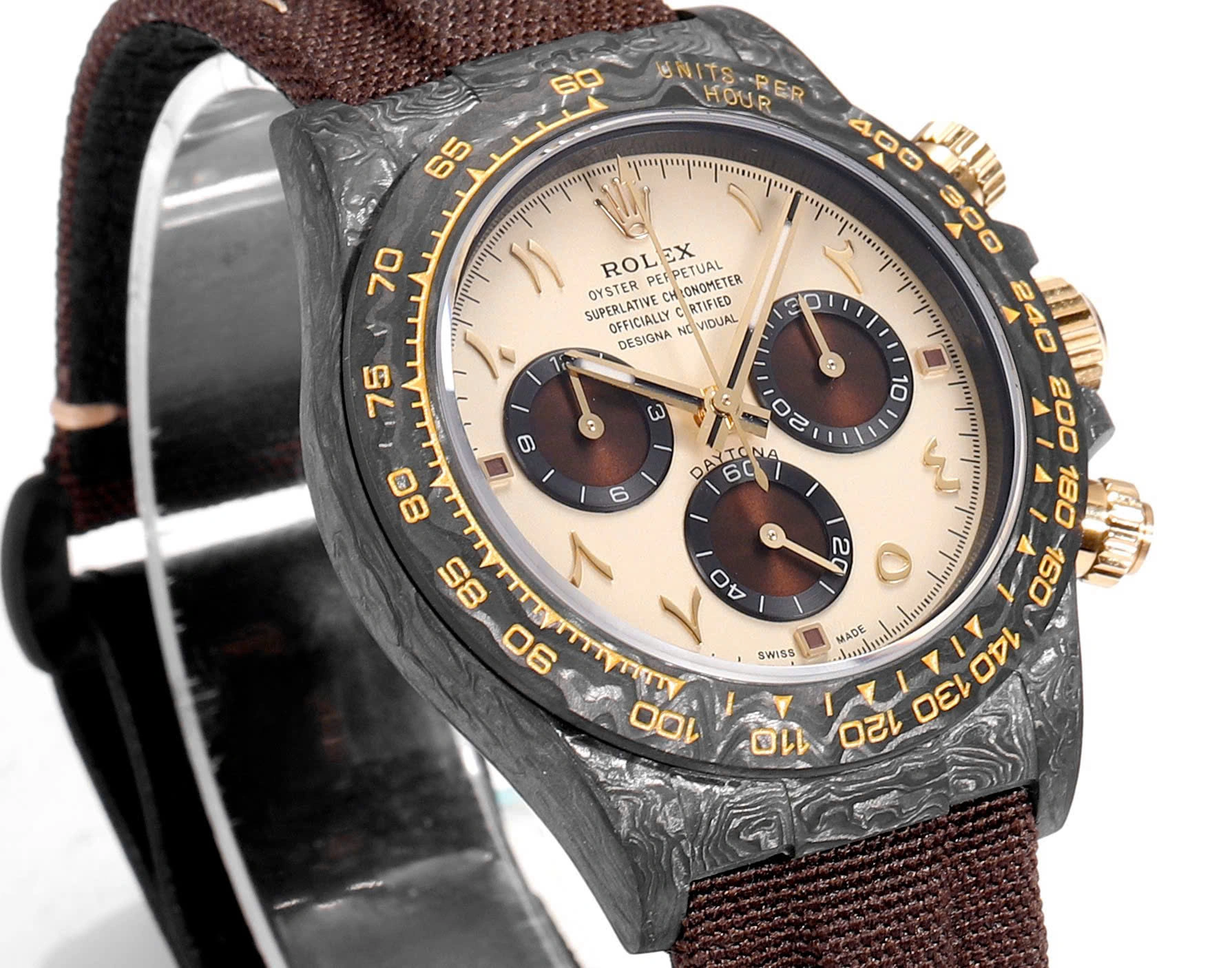 12A(Swiss movement)Rolex Cosmograph Daytona DIW Carbon “DESERT EAGLE ARABIC” 40mm Replica 1:1 – Top Quality Version - LITELUX
