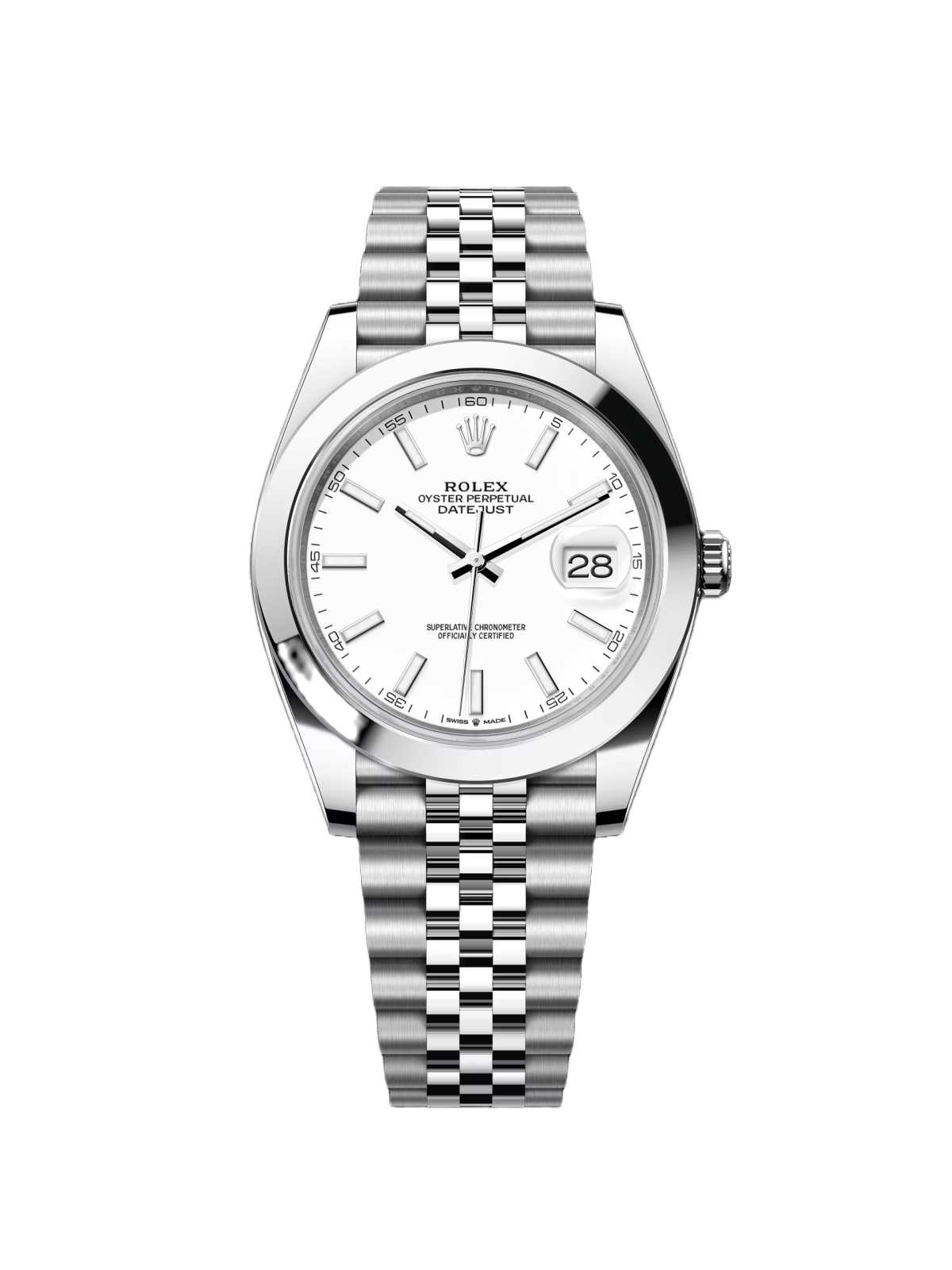 RLX Datejust 41mm 126300 White Index Oyster Stainless Steel Watch - LITELUX