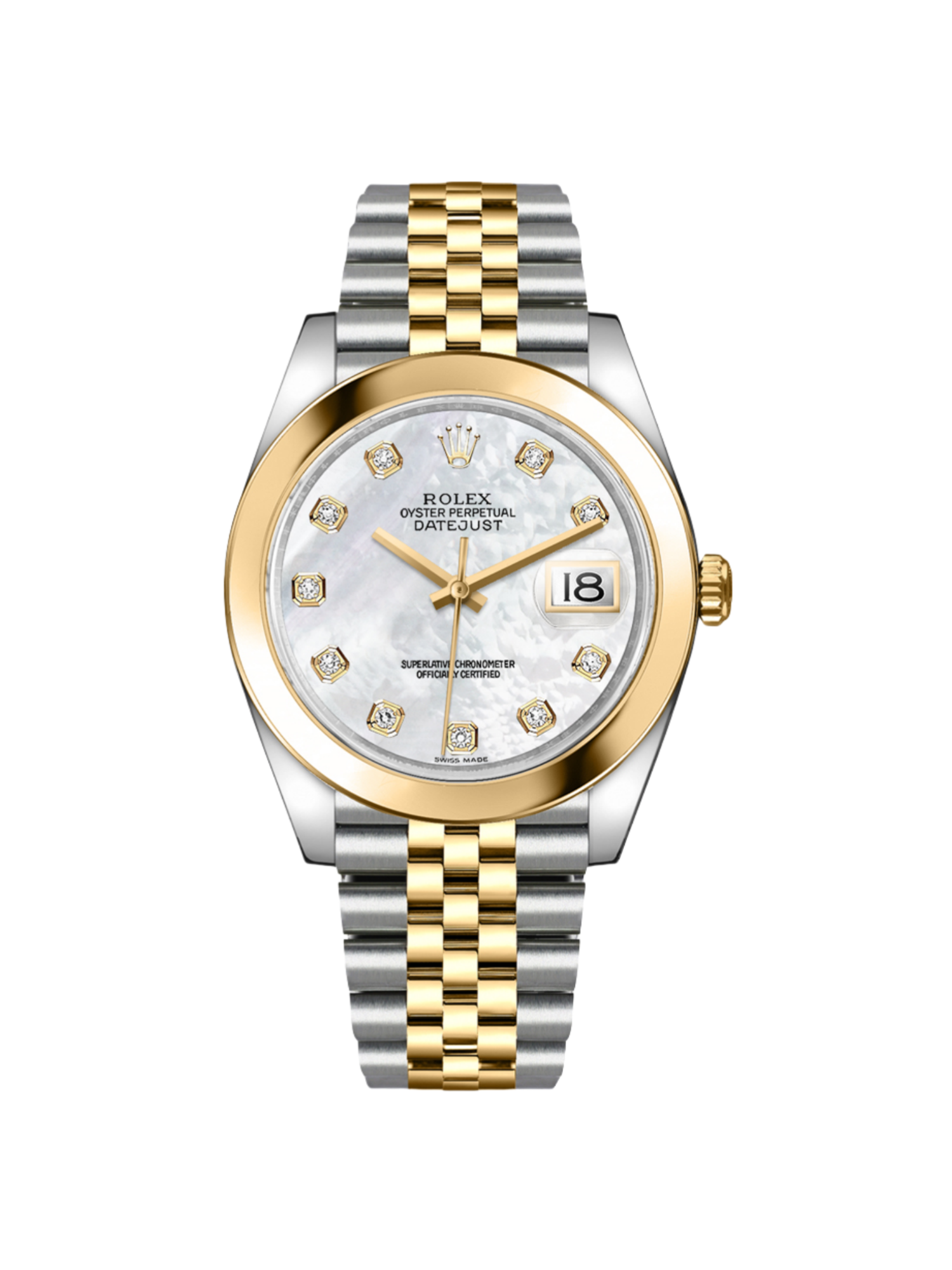 RLX Datejust 41mm 126303 White MOP Diamond Jubilee Steel and Yellow Gold - LITELUX
