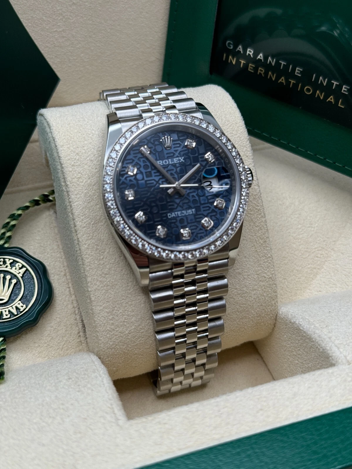 RLX Datejust 36mm 126284 Blue Jubilee Diamond Dial & Diamond Bezel, Stainless Steel Oyster Bracelet Watch - LITELUX