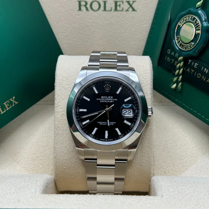 RLX Datejust 41mm 126300 Black Index Oyster 41mm Stainless Steel Watch - LITELUX