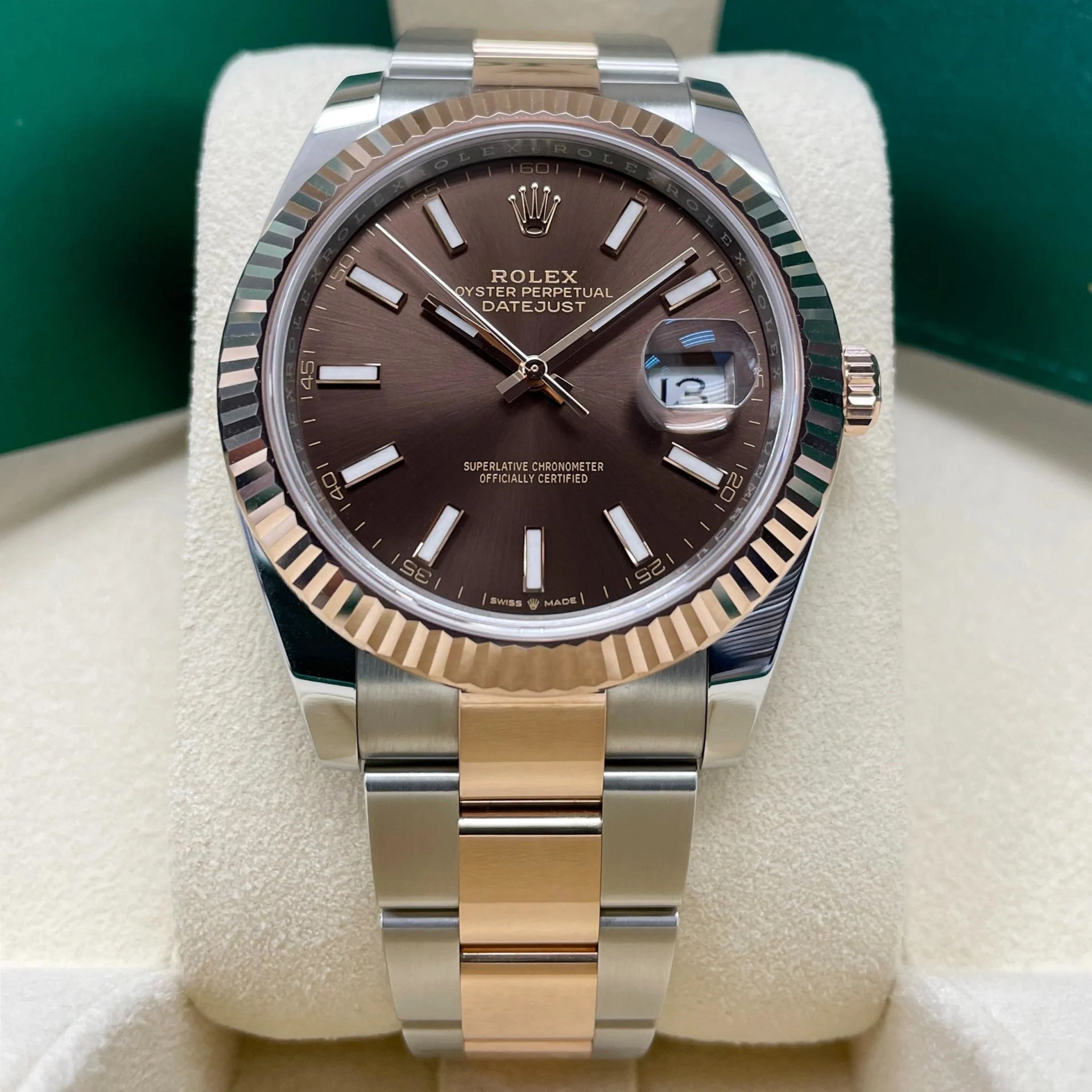 RLX Datejust 41mm 126331 Chocolate Index Jubilee Steel and Everose Gold Watch - LITELUX
