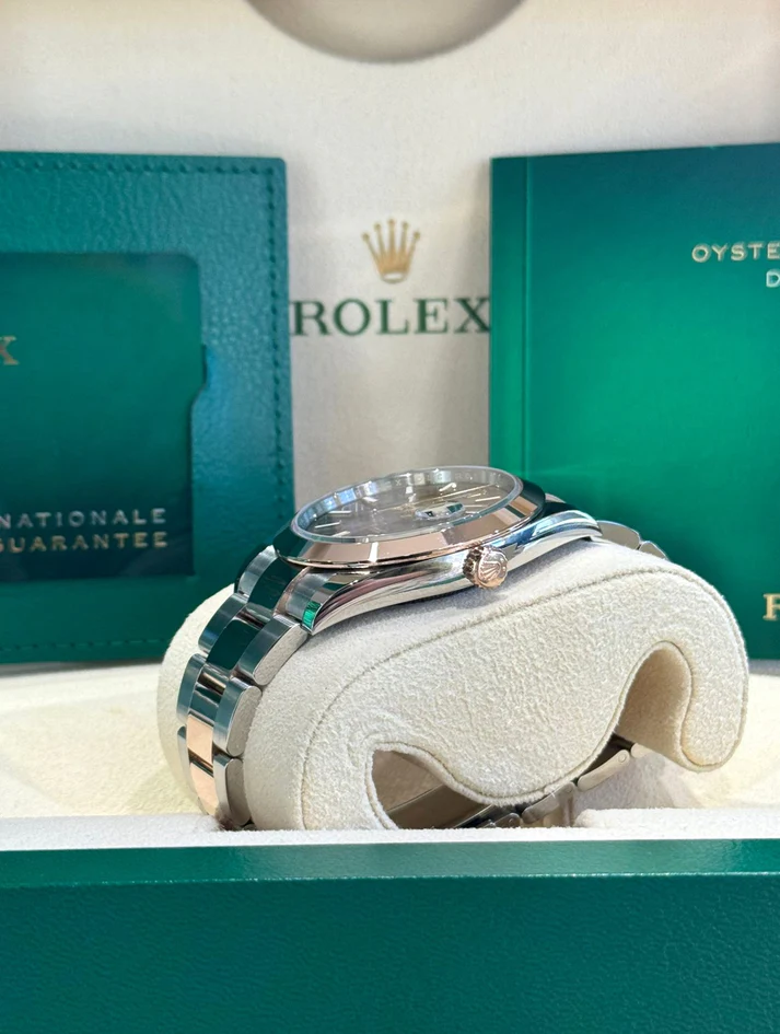 RLX Datejust 41mm 126301 Chocolate Index Oyster Steel and Everose Gold Watch - LITELUX