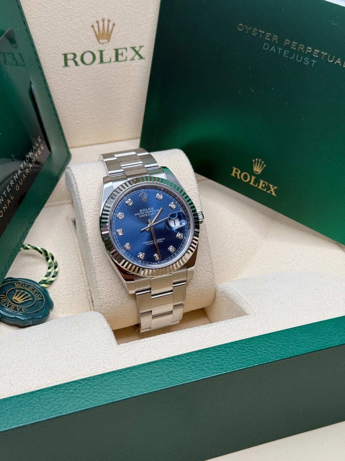 RLX Datejust 41mm 126334 Blue Diamond Oyster Stainless Steel Mens Watch - LITELUX