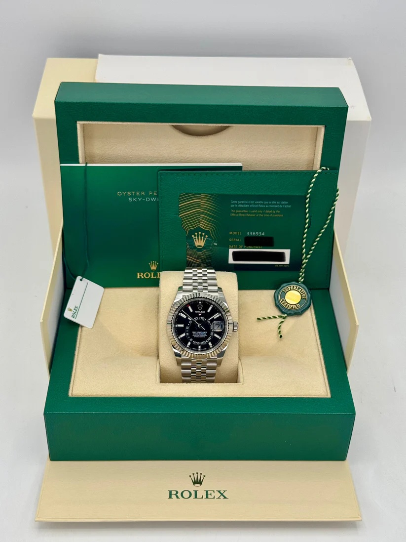 RLX Sky-Dweller 42mm 336934-0008 Stainless Steel Black Dial Oyster - LITELUX