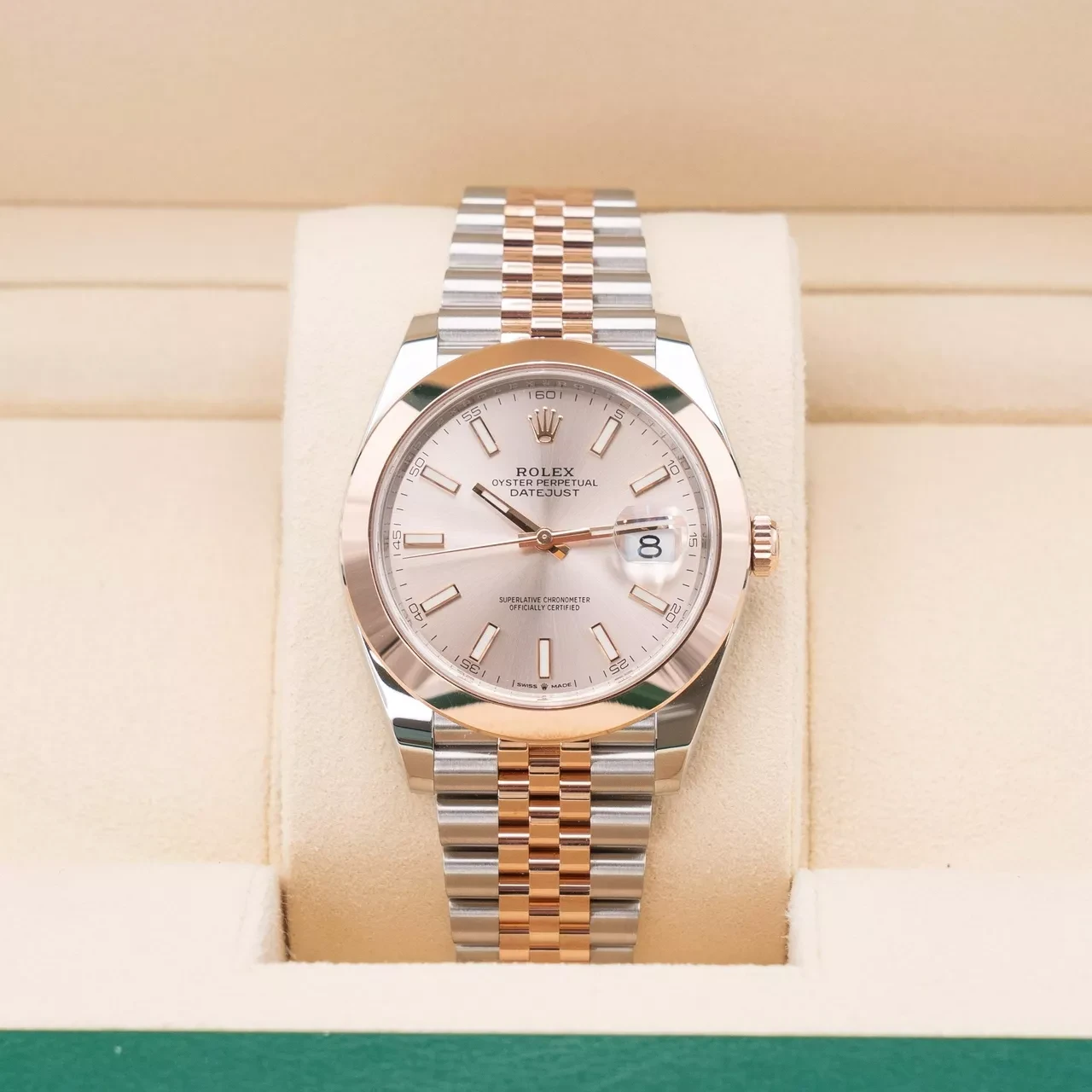 RLX Datejust 41mm 126301 Sundust Index Oyster Steel and Everose Gold Watch - LITELUX