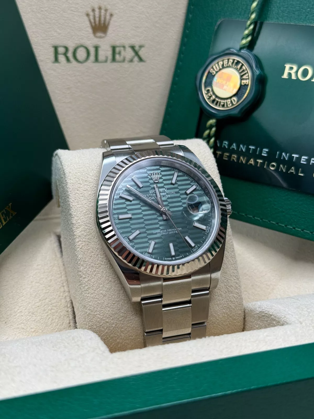 RLX Datejust 41mm 126334 Mint Green Fluted Motif Dial Oyster Bracelet - LITELUX