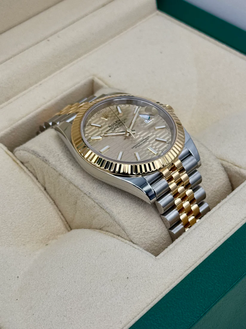 RLX Datejust 41mm Swiss Replica Watch | Two Tone Jubilee Bracele Champagne Fluted Dial Ref 126333 - LITELUX