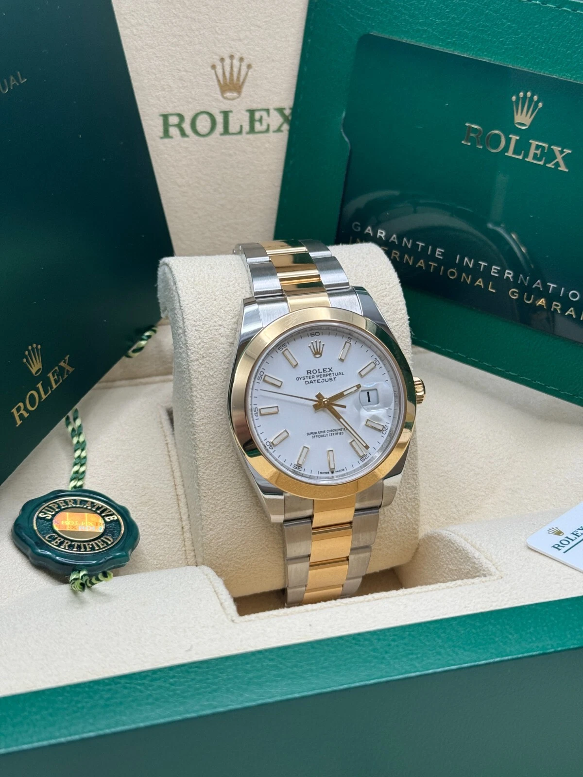 RLX Datejust 41mm 126303 White Index Oyster Steel and Yellow Gold Mens Watch - LITELUX