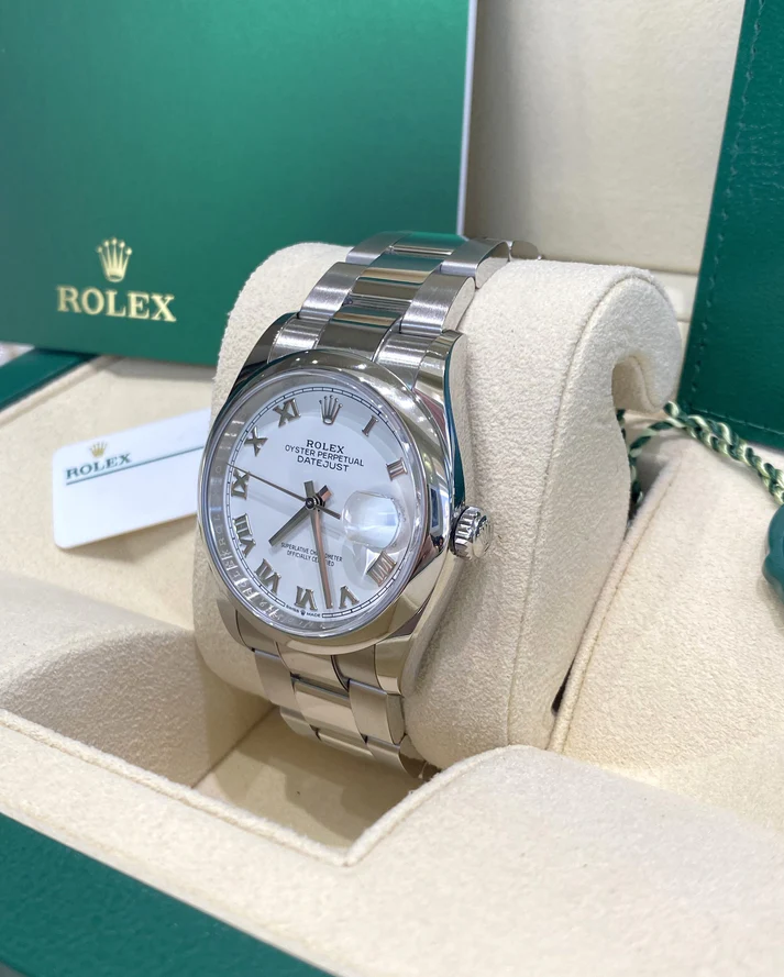 RLX Datejust 36mm 126200 Stainless Steel White Roman Dial Oyster - LITELUX