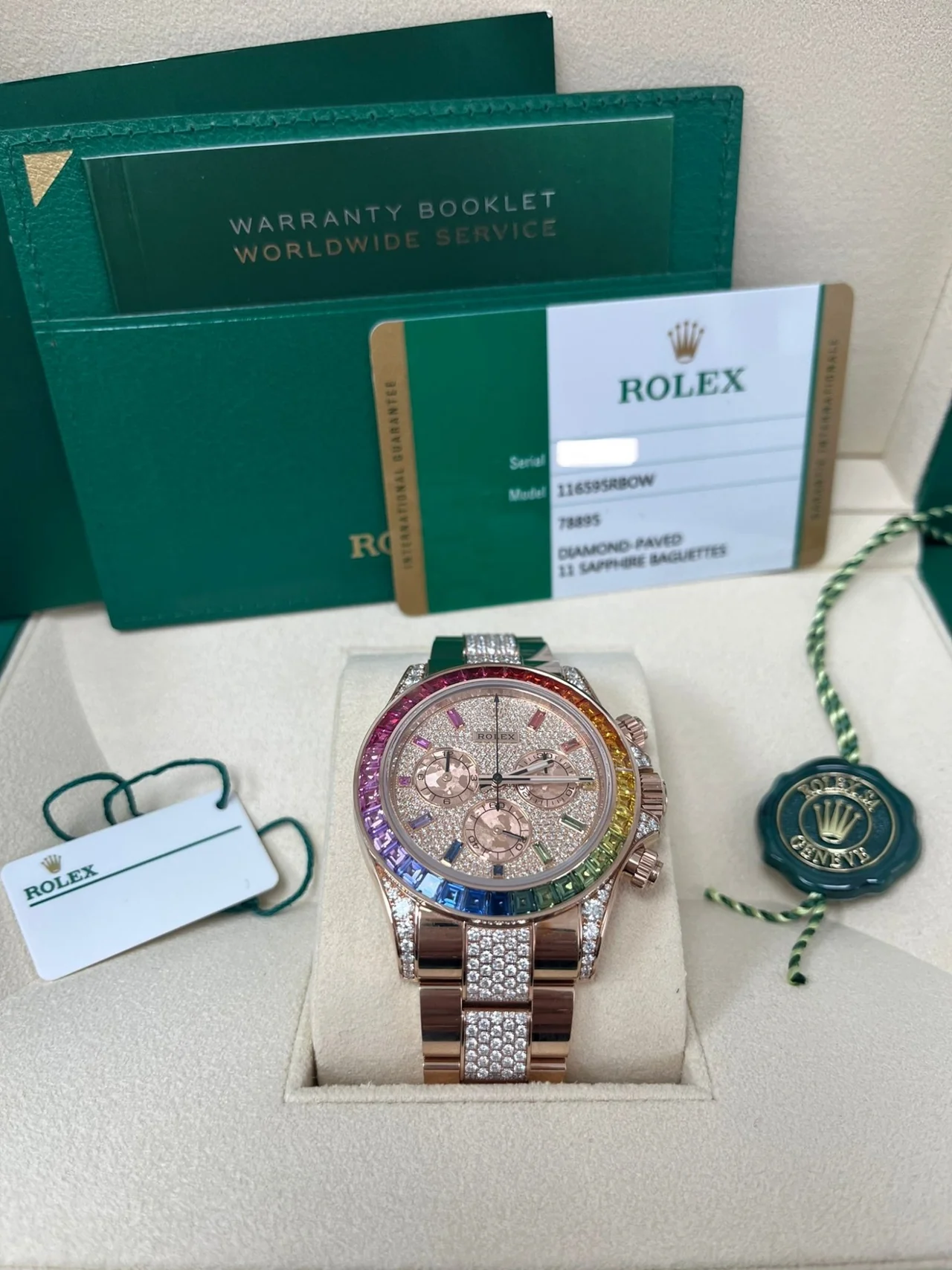 12A(Swiss movement)Rolex Cosmograph Everose Daytona Factory Diamond Rainbow Edition 40mm 116595RBOW - LITELUX