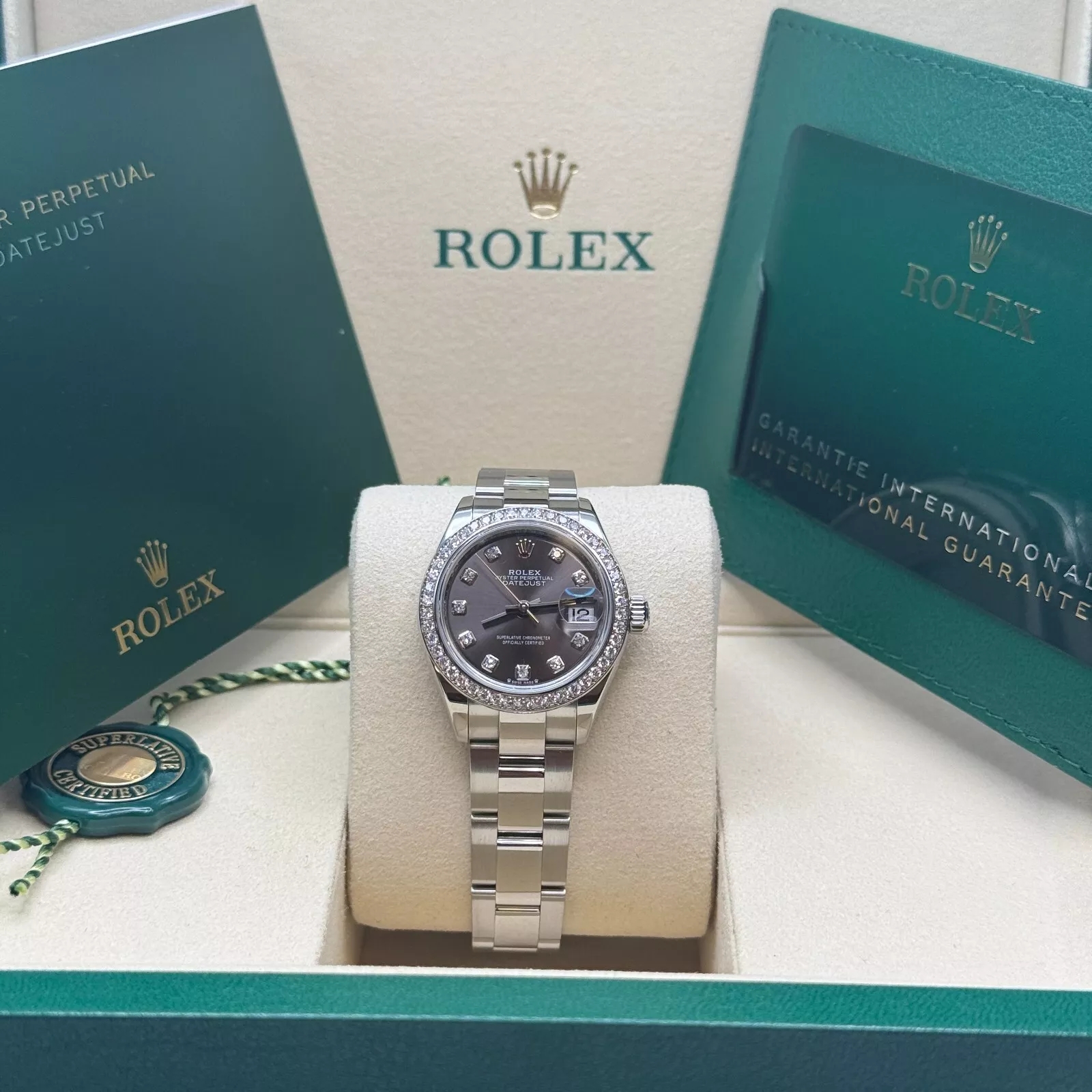 RLX Lady-Datejust 28mm 279384RBR Dark Gray set with Diamonds - LITELUX