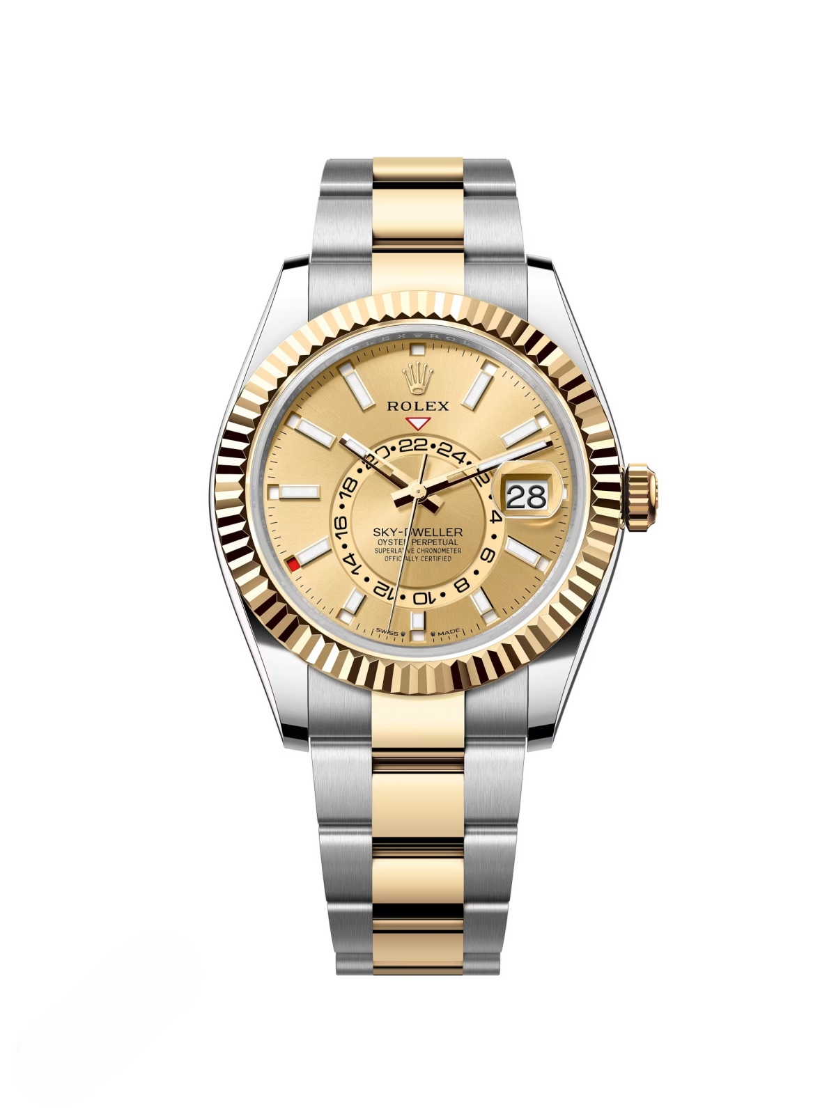 RLX Sky-Dweller 42mm 336933-0001 Two-Tone Yellow Gold Champagne Dial Oyster - LITELUX