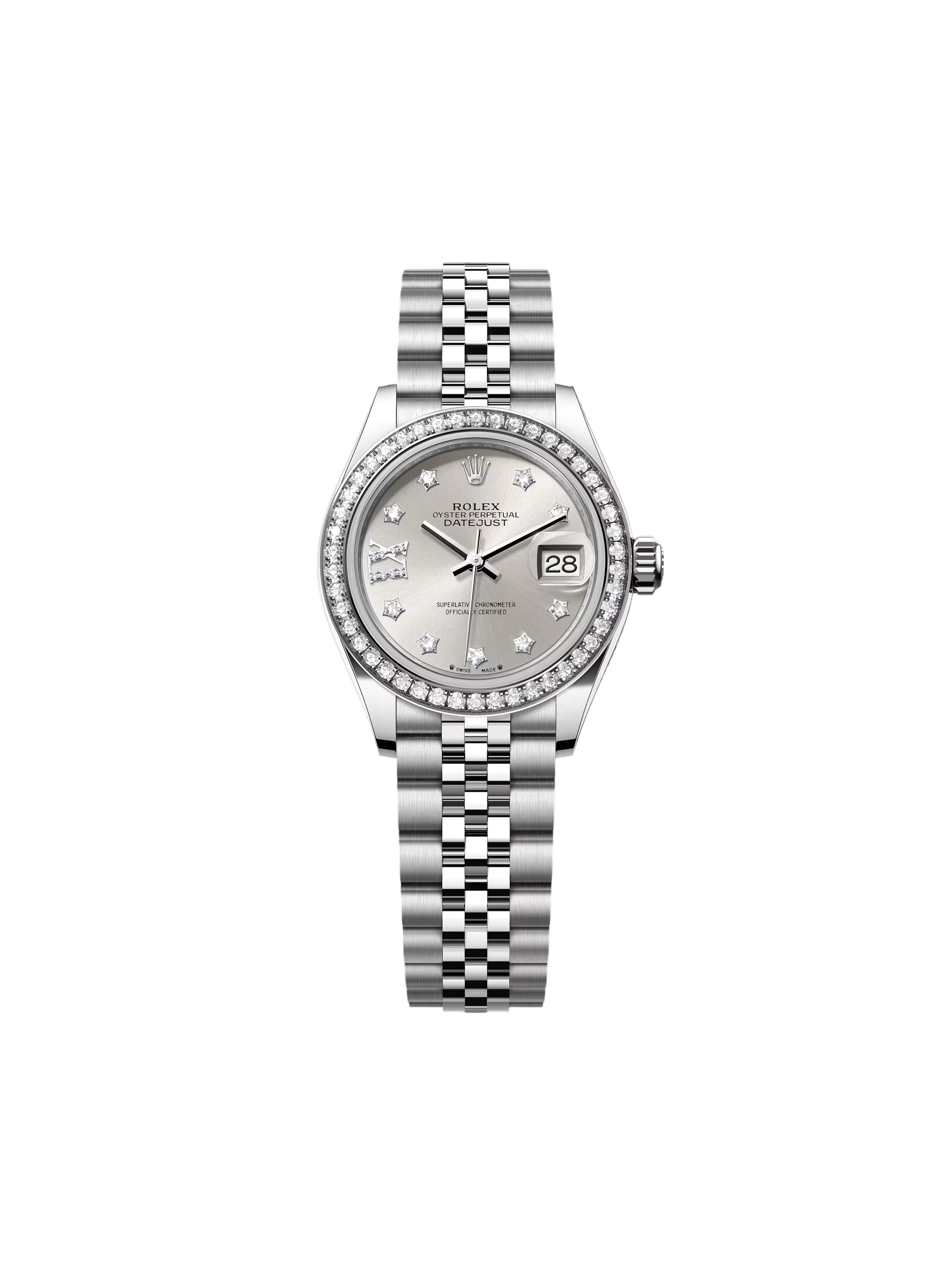 RLX Lady-Datejust 28mm 279384RBR Silver Diamond Dial & Diamond Bezel, Stainless Steel Jubilee Bracelet Women's Watch - LITELUX