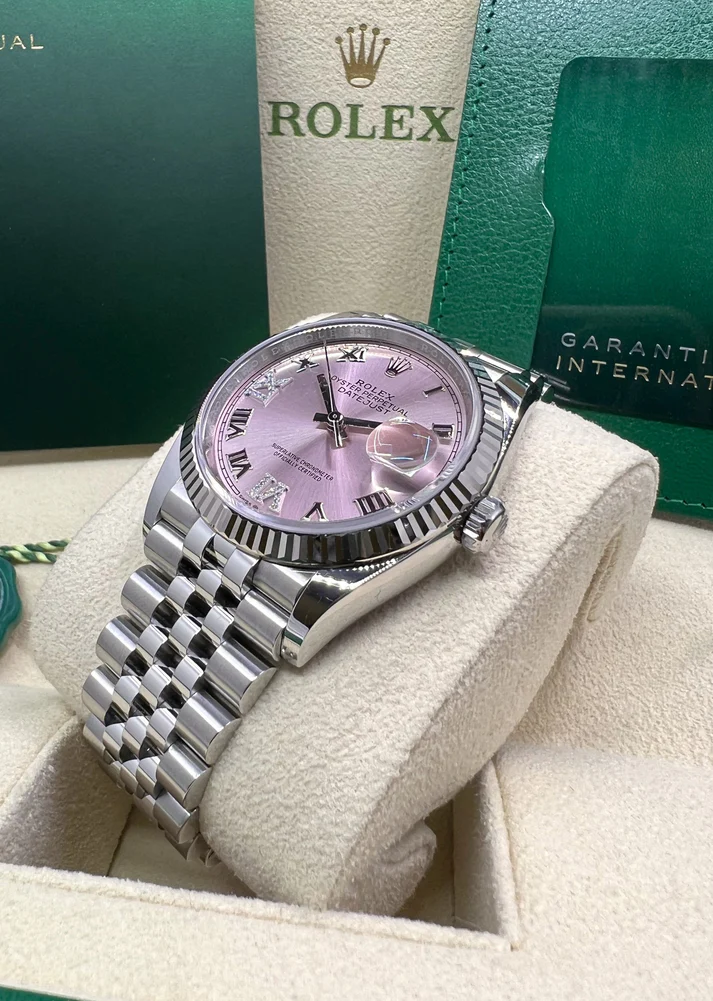 RLX Datejust 36mm 126234 Pink Roman Dial Oyster Stainless Steel - LITELUX