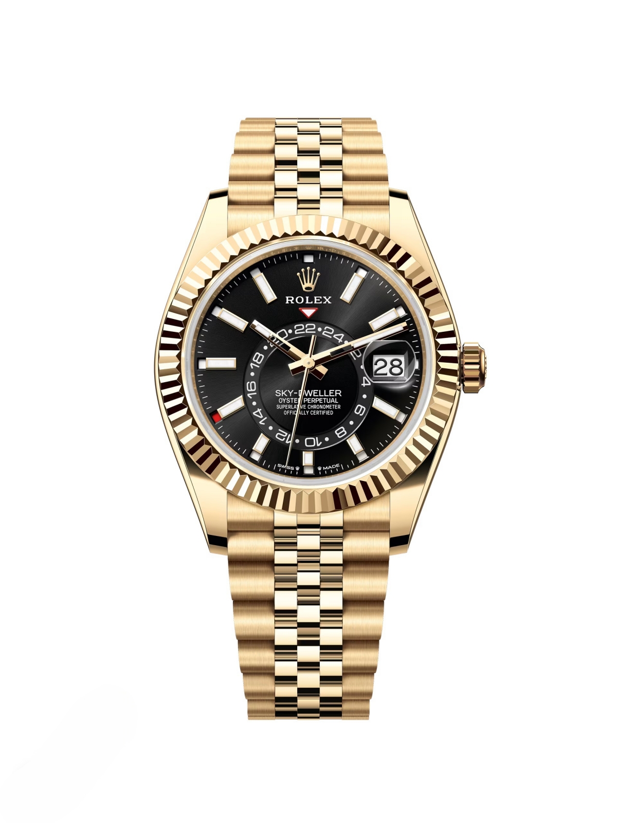RLX Sky-Dweller 42mm 336938-0005 Yellow Gold Black Dial Oyster - LITELUX