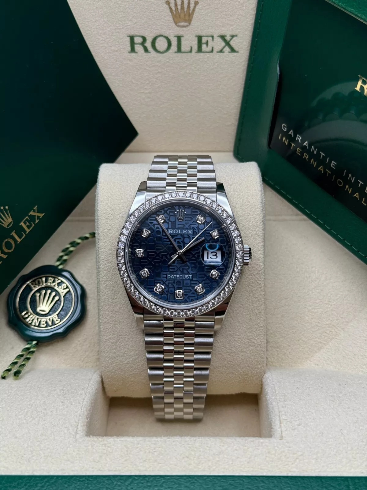 RLX Datejust 36mm 126284 Blue Jubilee Diamond Dial & Diamond Bezel, Stainless Steel Oyster Bracelet Watch - LITELUX