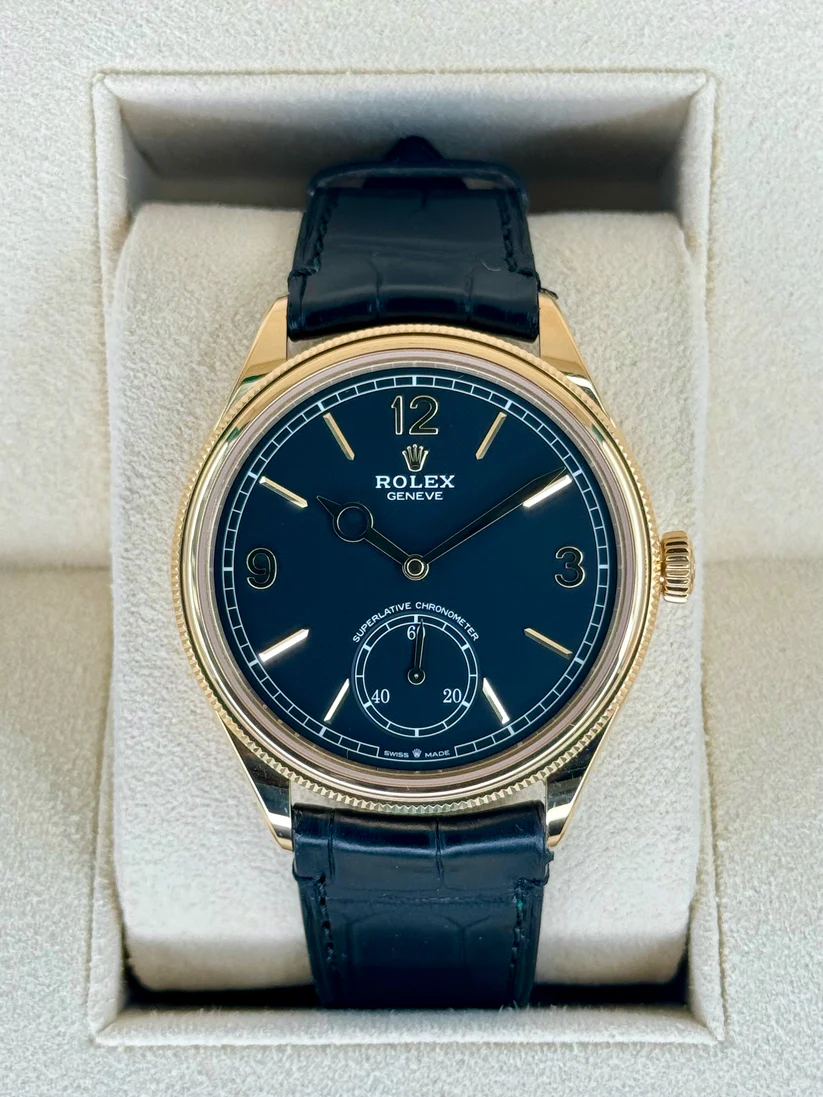 Rolex 1908 Yellow Gold Black Dial Black Alligator Strap - 52508-0002 - LITELUX