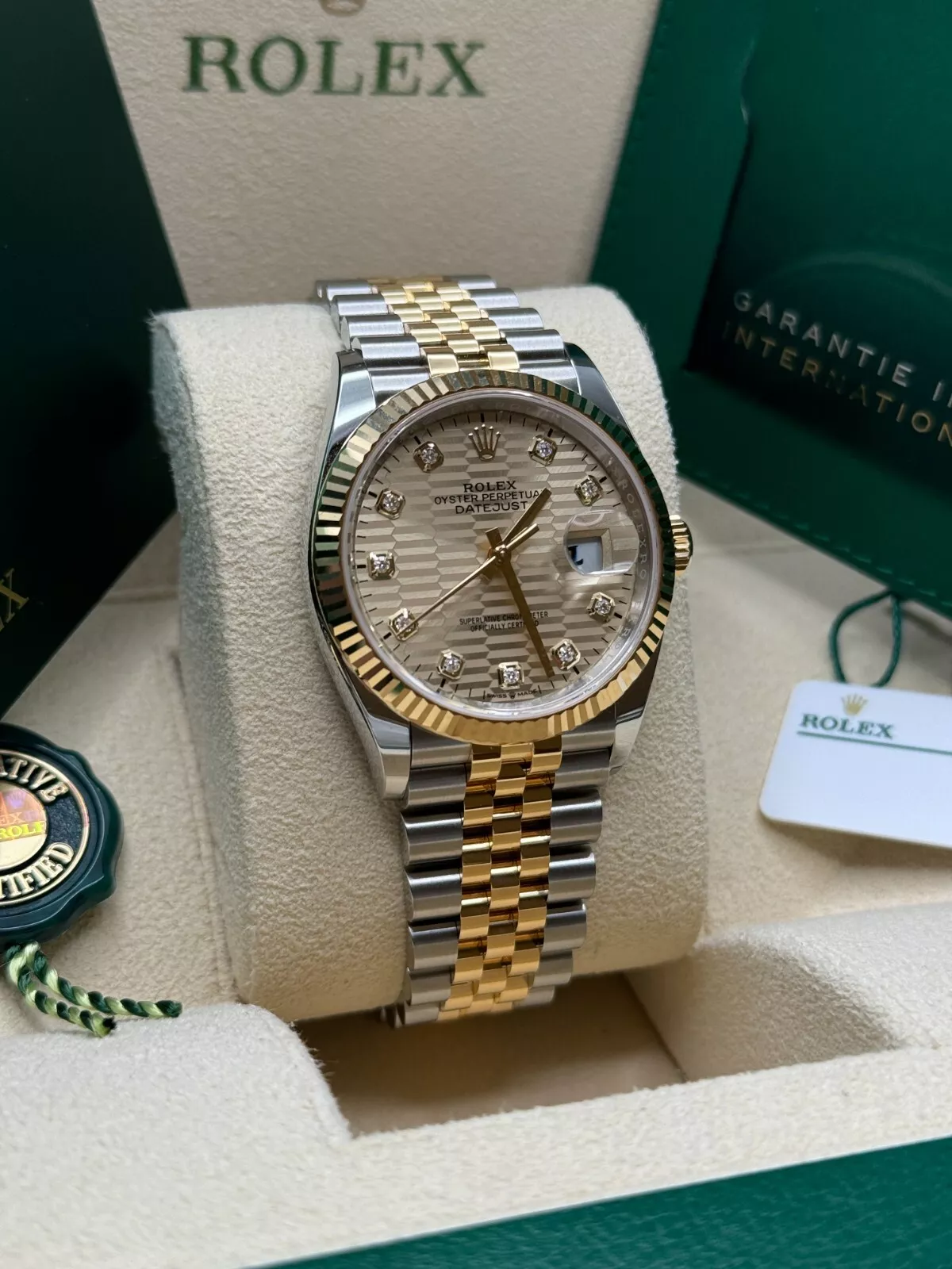 RLX Datejust 36mm 126233 Champagne Fluted Motif Diamond Dial Jubilee Bracelet - LITELUX