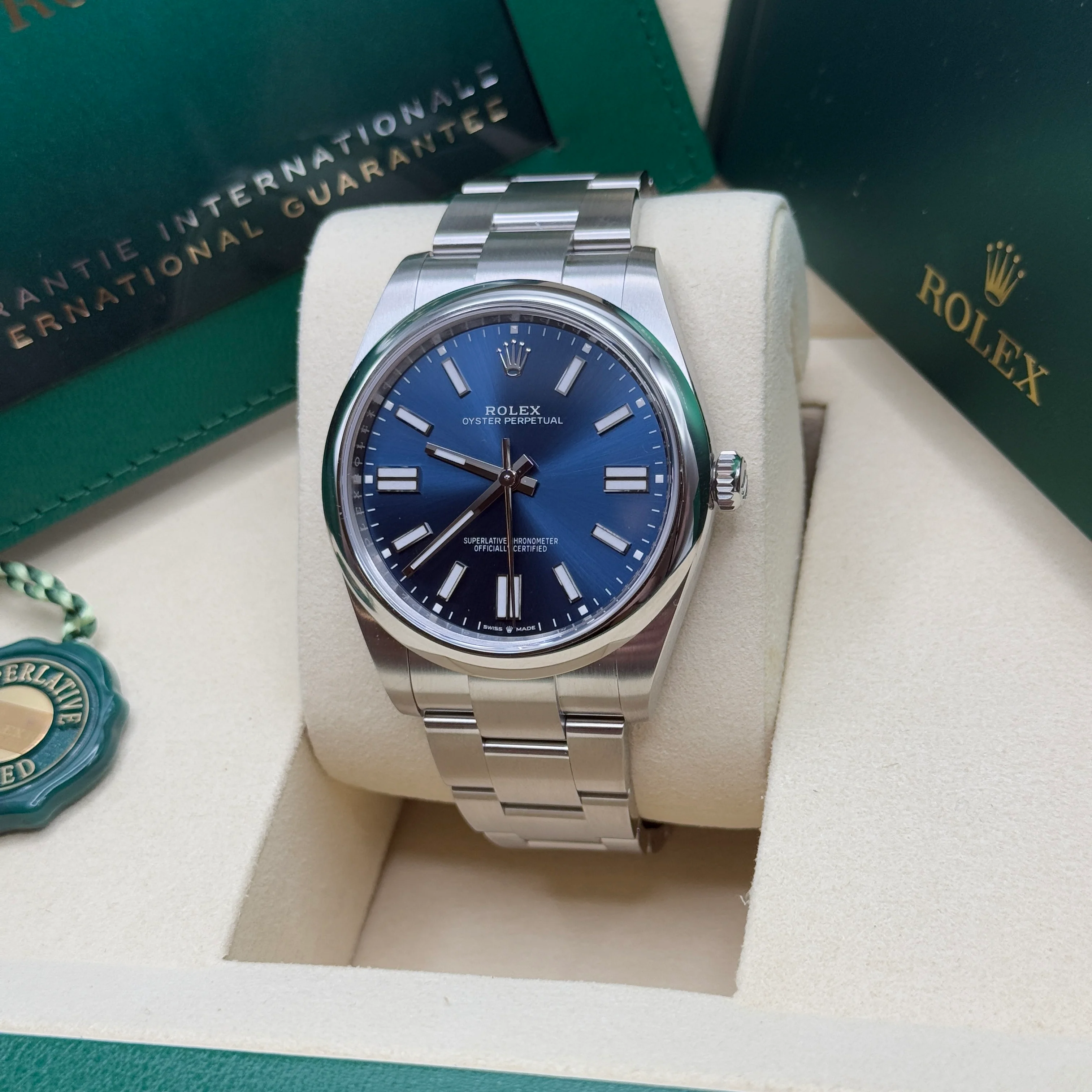 RLX Oyster Perpetual 41mm 124300-0003 Oyster Perpetual Stainless Steel Blue Index Dial Watch - LITELUX
