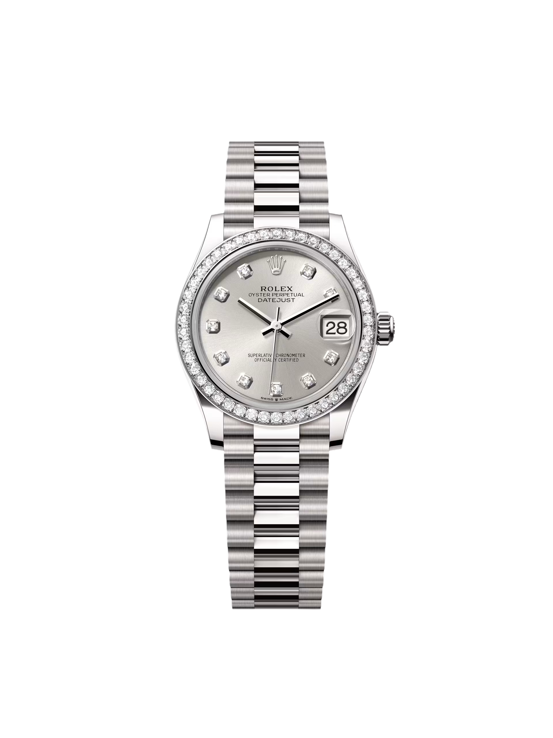 RLX Datejust m278289RBR-0021 Silver Dial White Gold President Watch - LITELUX