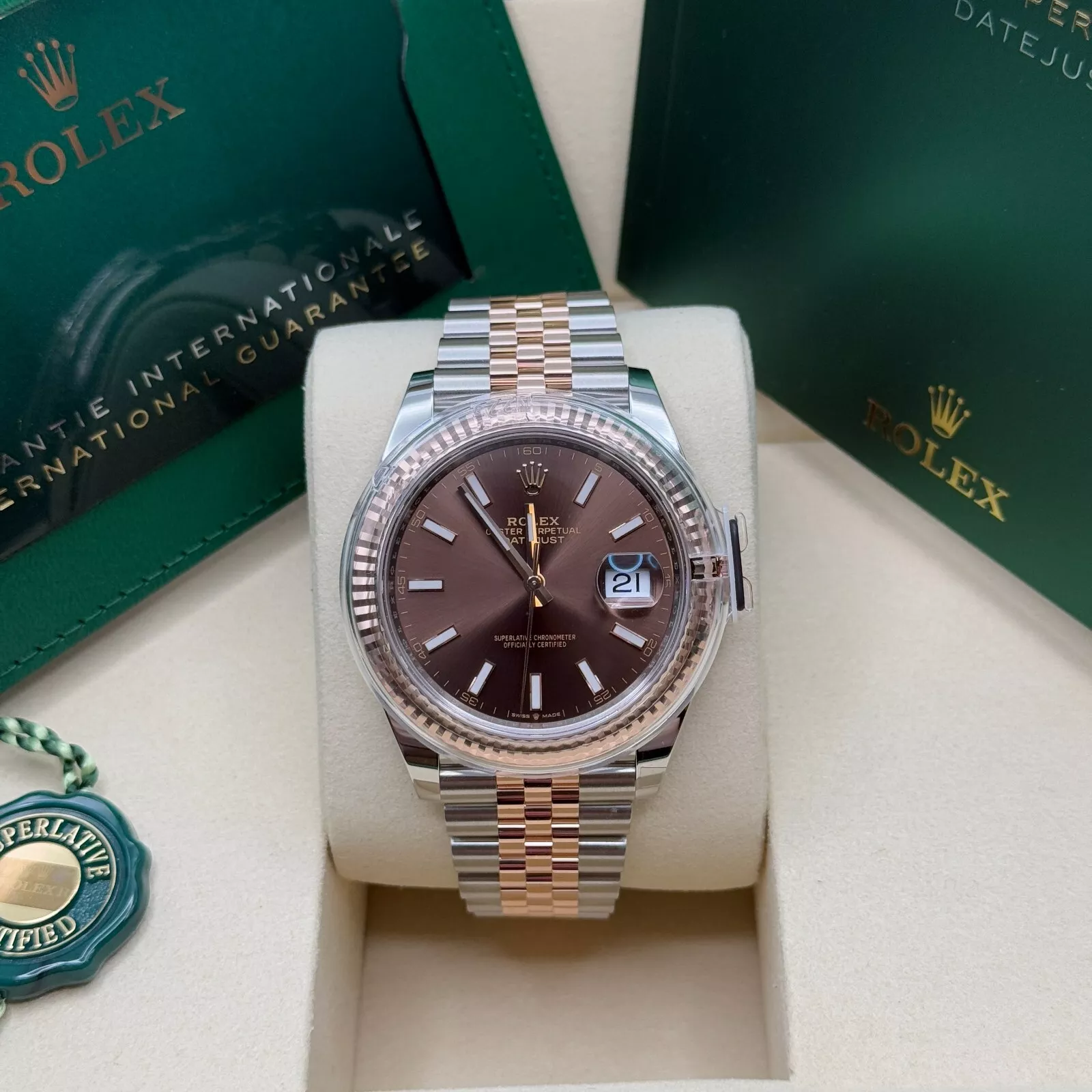 RLX Datejust 41mm 126331 Chocolate Index Jubilee Steel and Everose Gold Watch - LITELUX