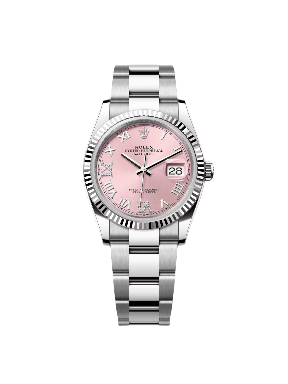 RLX Datejust 36mm 126234 Pink Roman Dial Oyster Stainless Steel - LITELUX