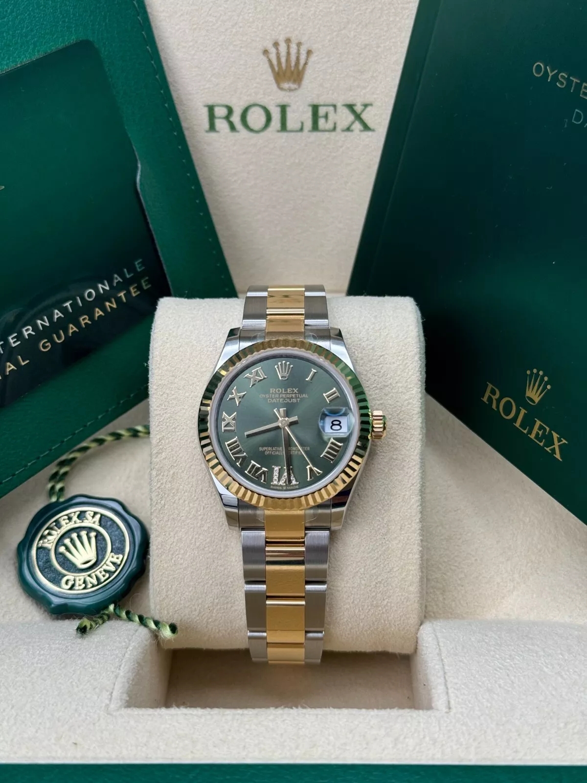 RLX Datejust m278273-0015/0016 31mm Olive Green Dial Stainless Steel and Yellow Gold Oyster Watch - LITELUX