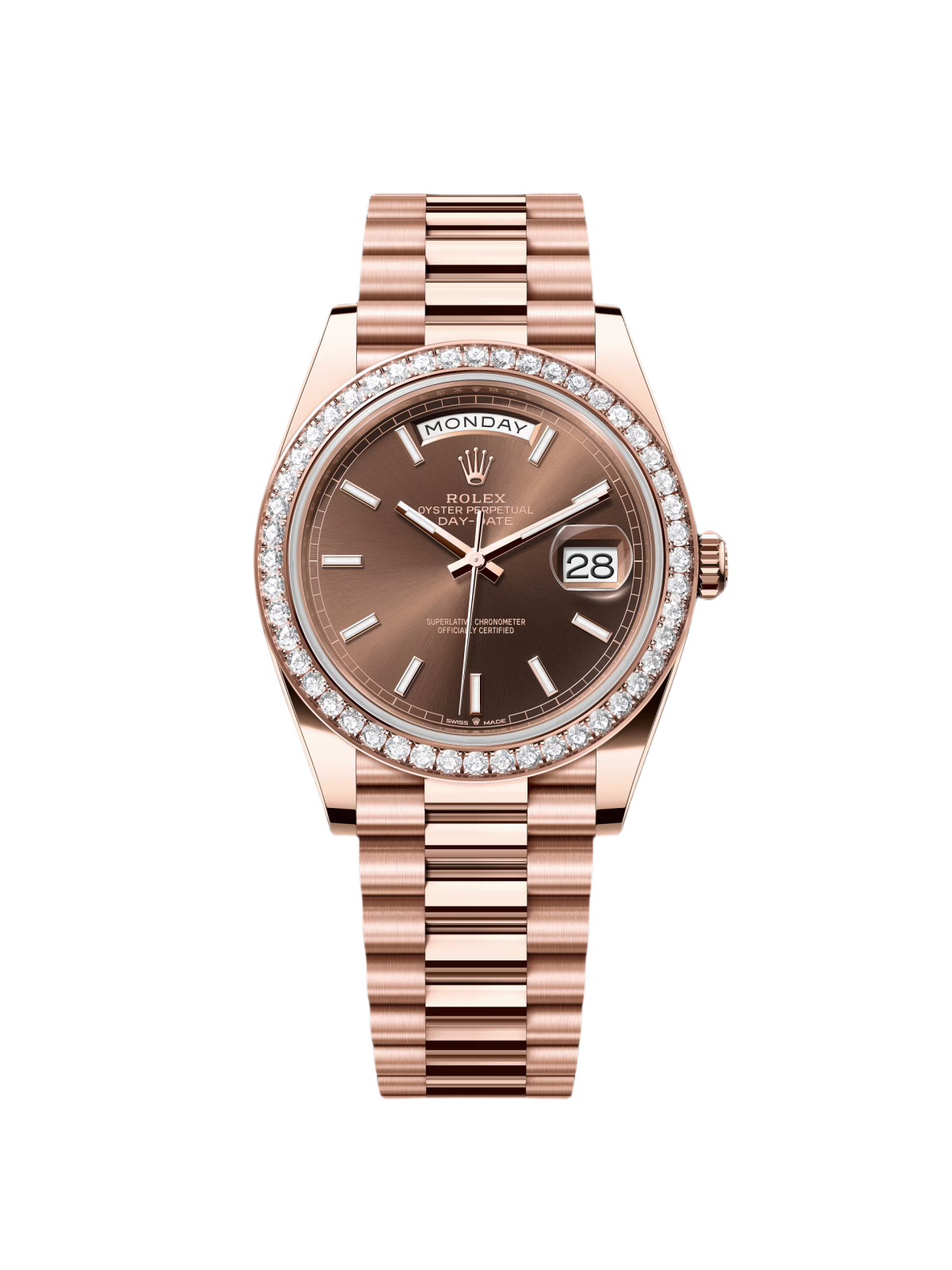 RLX Day-Date 40mm Chocolate Dial and Diamond Bezel 228345rbr-0024 - LITELUX