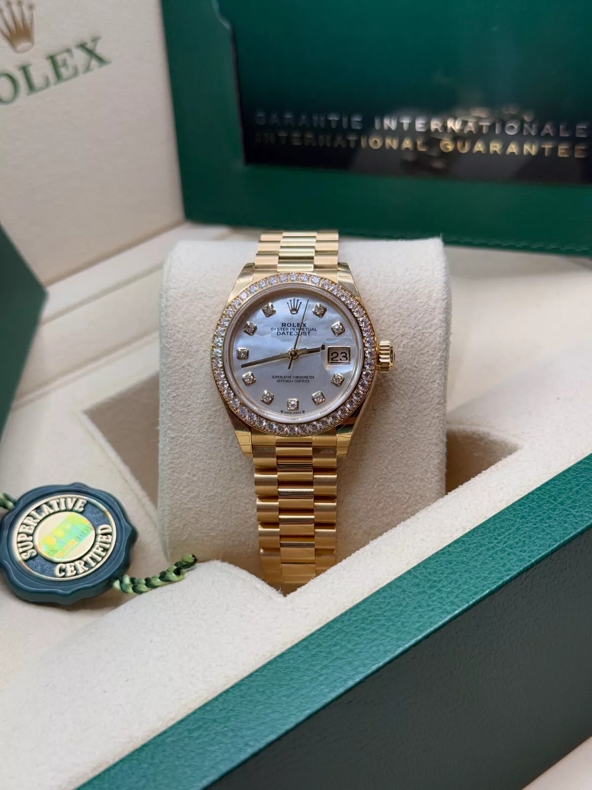 RLX Lady-Datejust 28mm 279138RBR White Mother-of-Pearl Dial President Bracelet Watch - LITELUX