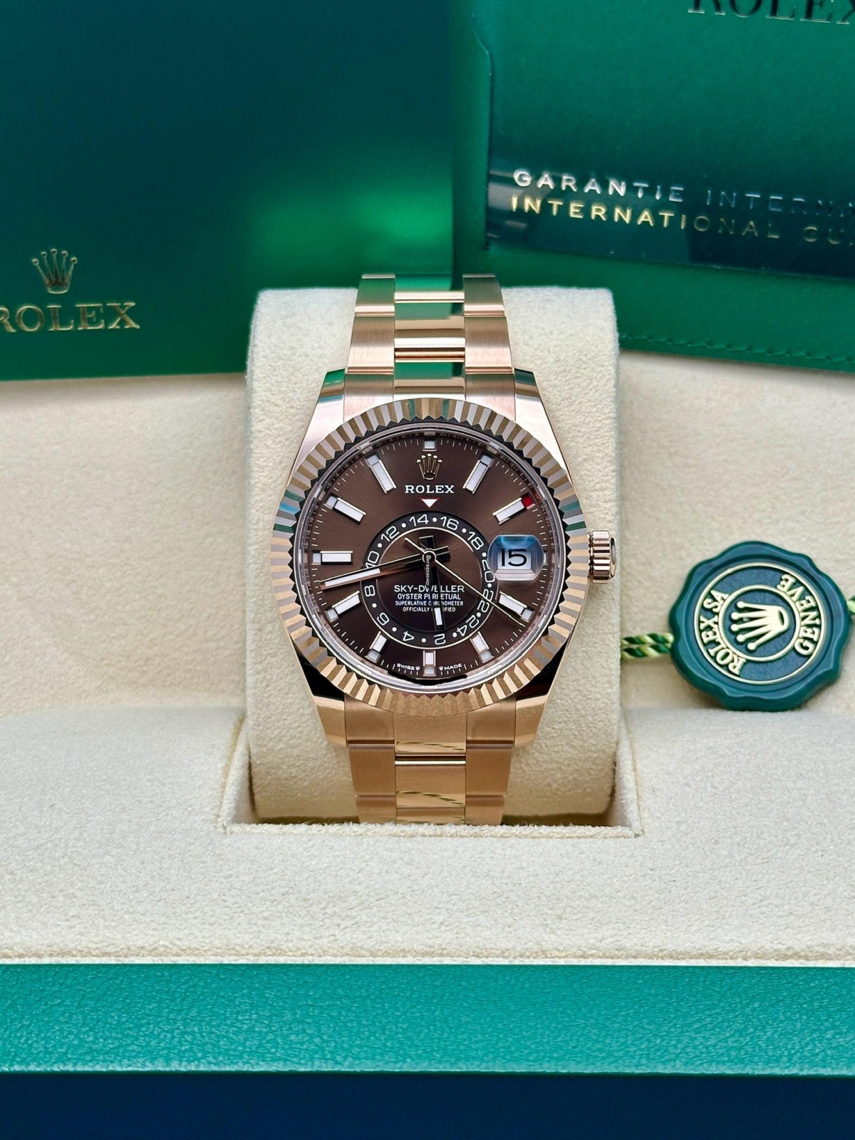 RLX Sky-Dweller 42mm 336935-0002 Rose Gold Chocolate Dial - LITELUX