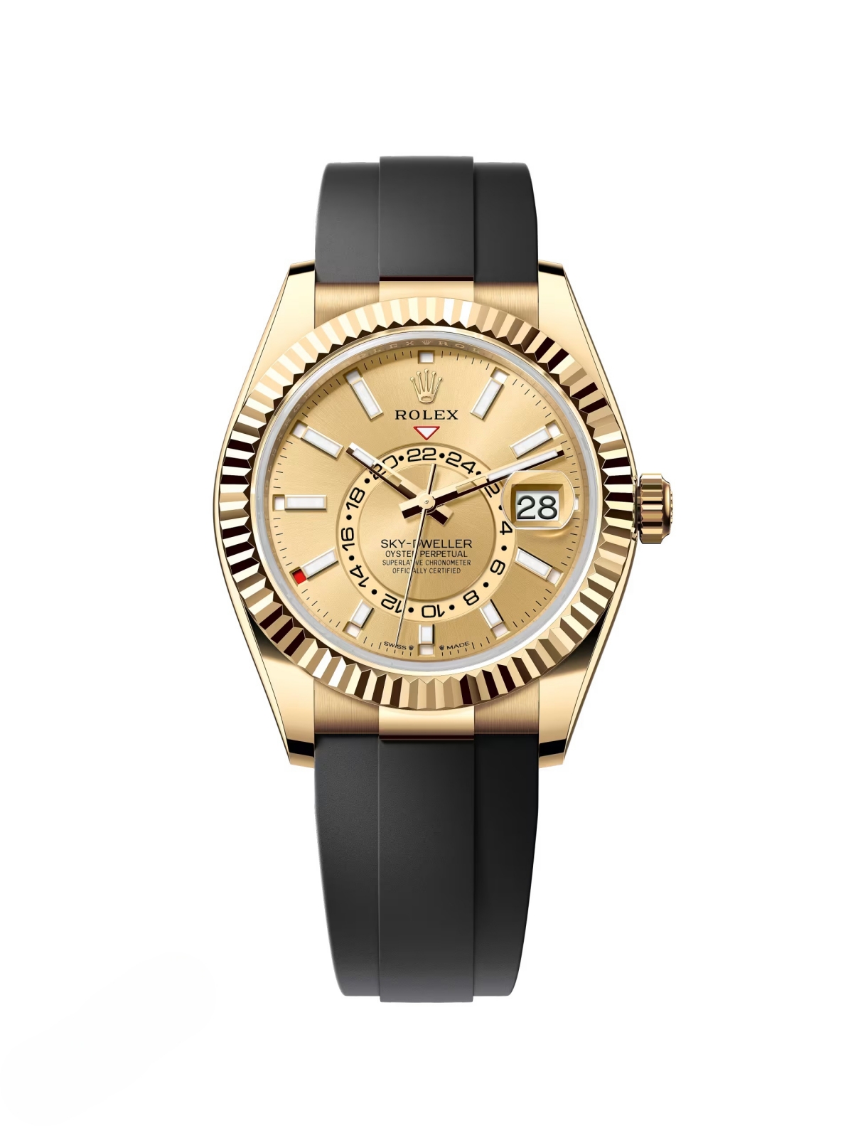 RLX Sky-Dweller 42mm 336238-0001 Yellow Gold Champagne Dial Oysterflex - LITELUX
