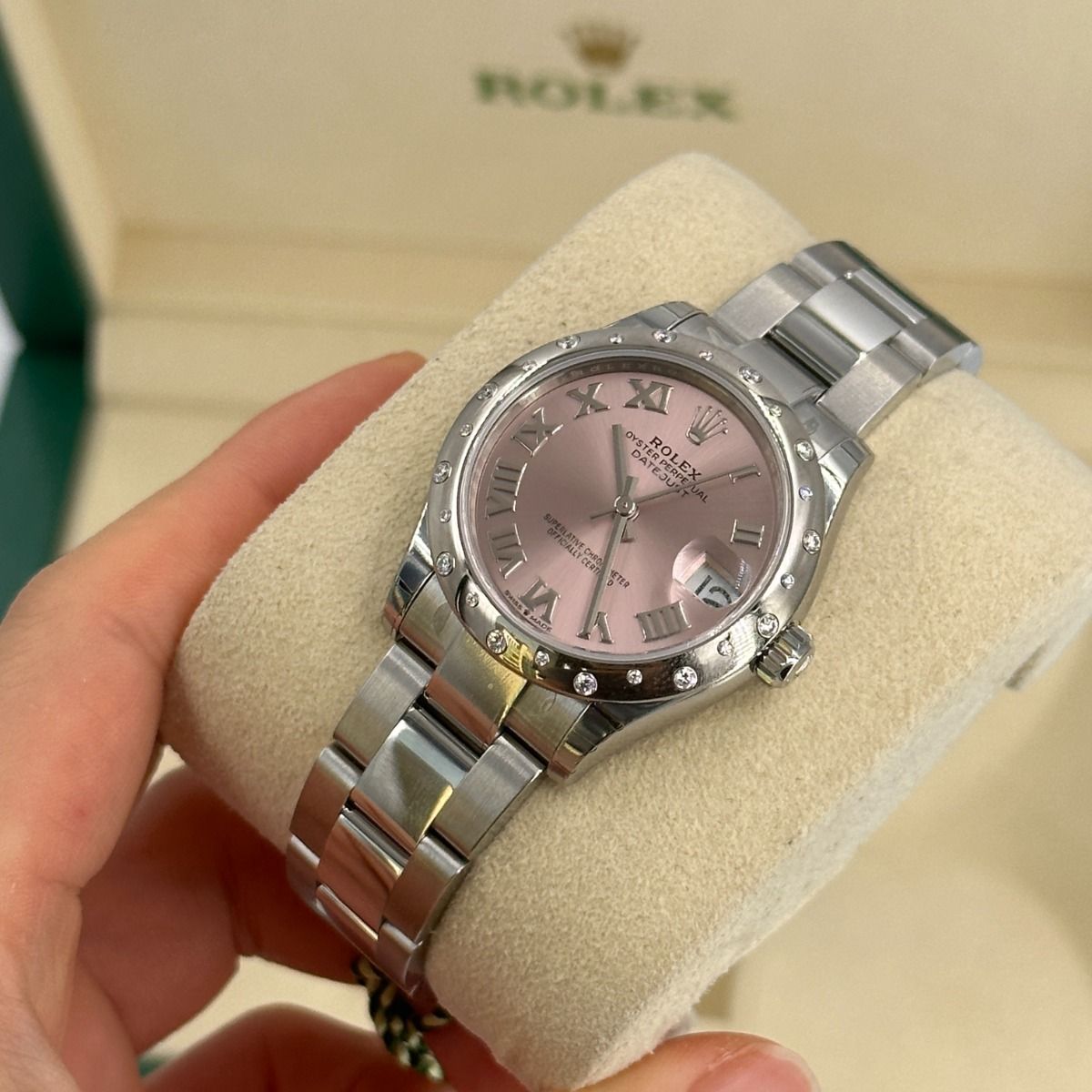 RLX Datejust m278344-0021/0022 Pink Dial 31mm Domed Diamond Oyster Watch - LITELUX