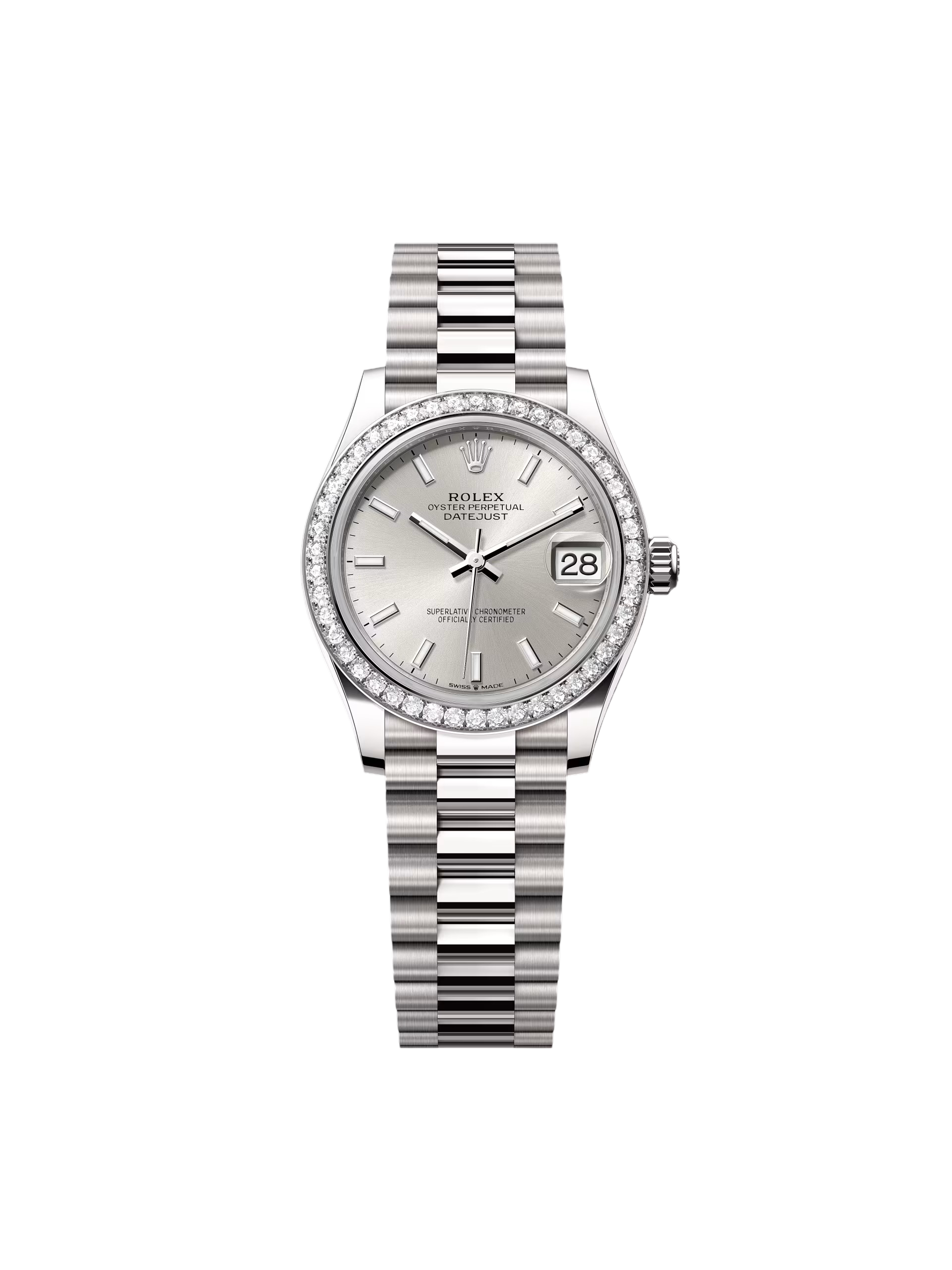 RLX Datejust m278289RBR-0012 Silver Dial White Gold President Watch - LITELUX