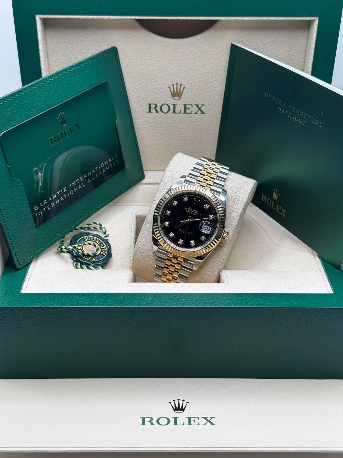 RLX Datejust 41mm 126333 Black Diamond Jubilee Steel and Yellow Gold Men’s Watch - LITELUX