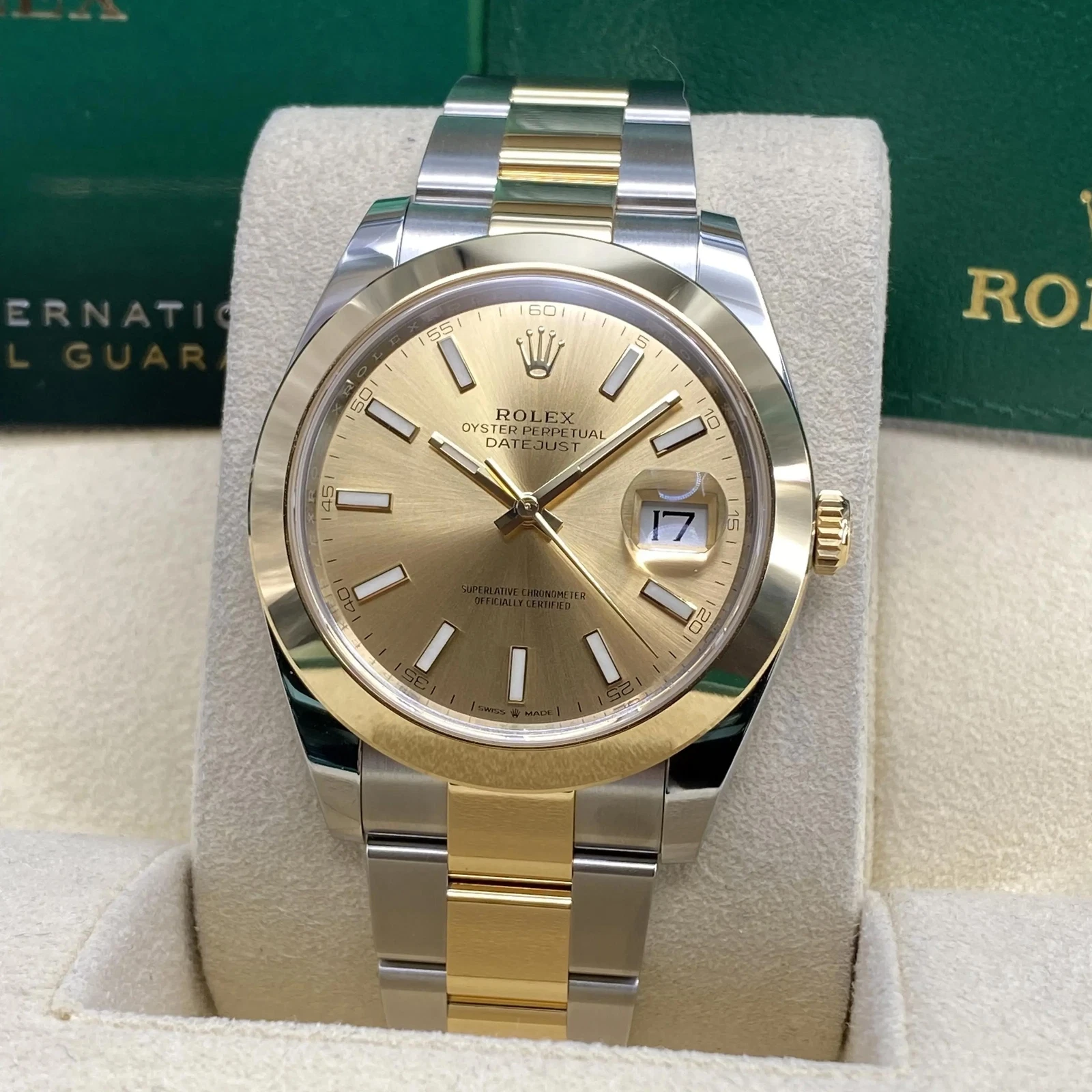 RLX Datejust 41mm 126303 Champagne Index Oyster Steel and Yellow Gold Mens Watch - LITELUX