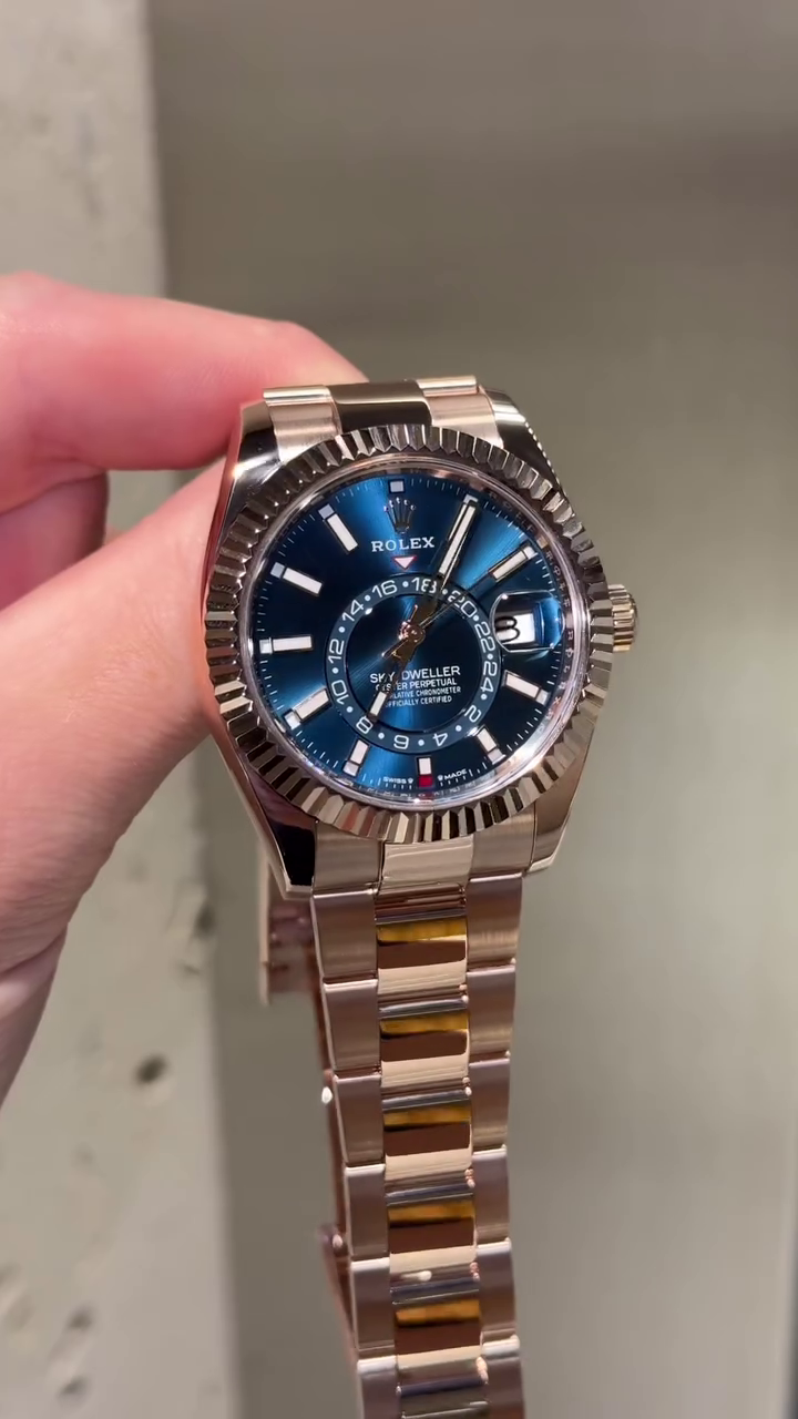 RLX Sky-Dweller 42mm 336935-0001 Rose Gold Blue Dial Oyster - LITELUX
