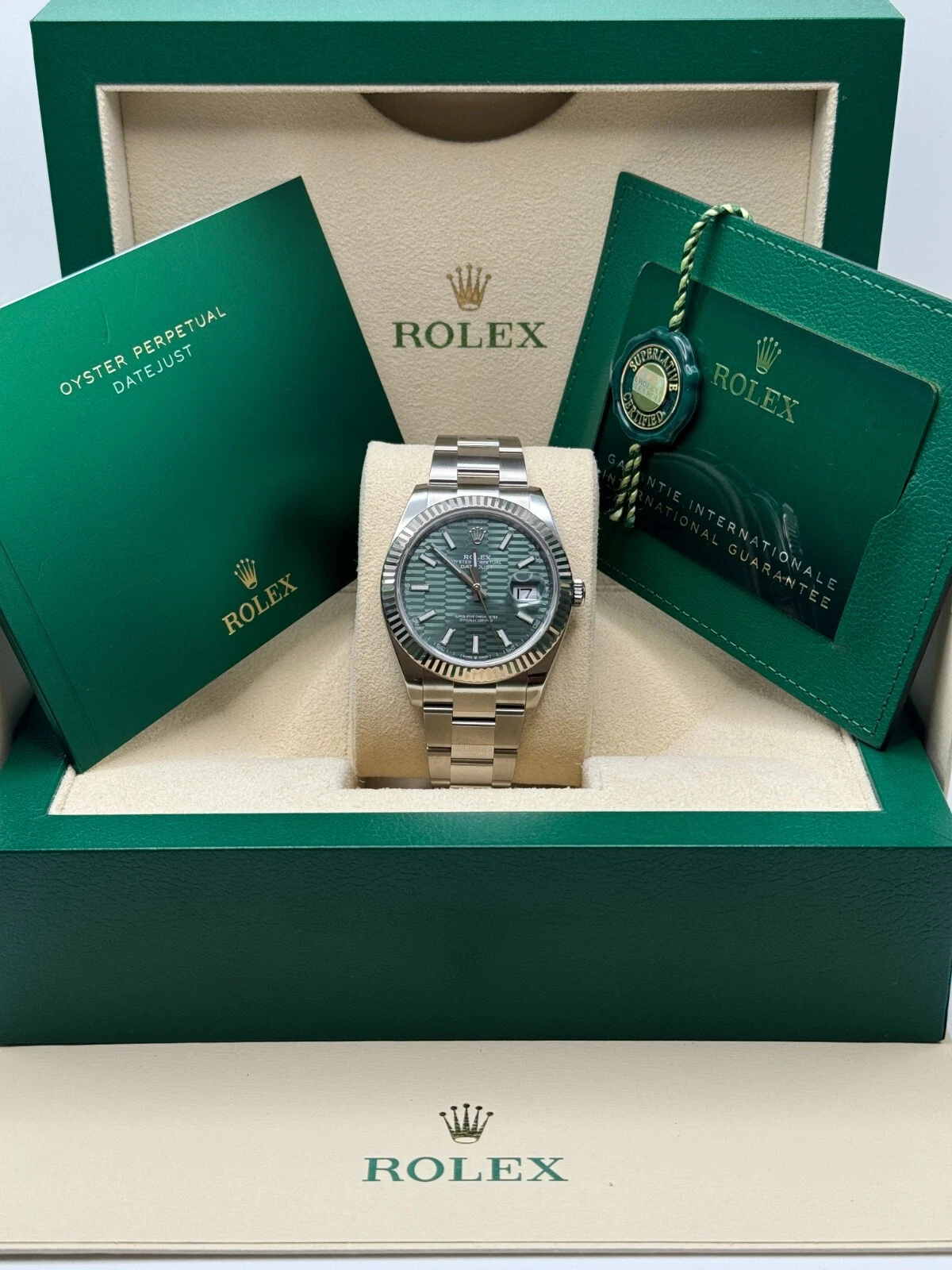 RLX Datejust 41mm 126334 Mint Green Fluted Motif Dial Oyster Bracelet - LITELUX