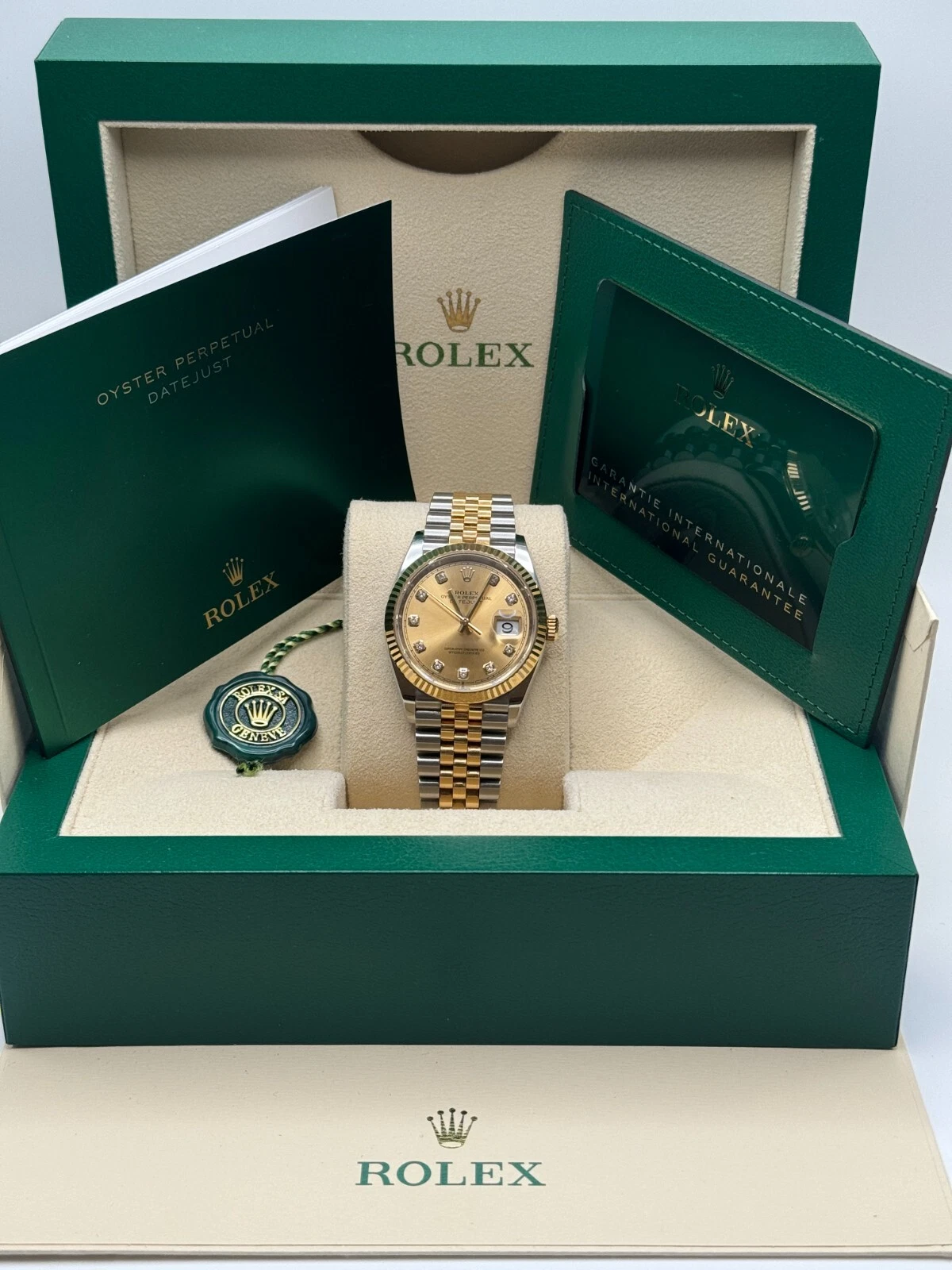 RLX Datejust 41mm Two-Tone Yellow Gold Fluted Bezel Champagne Diamond Dial Oyster - 126333 - LITELUX