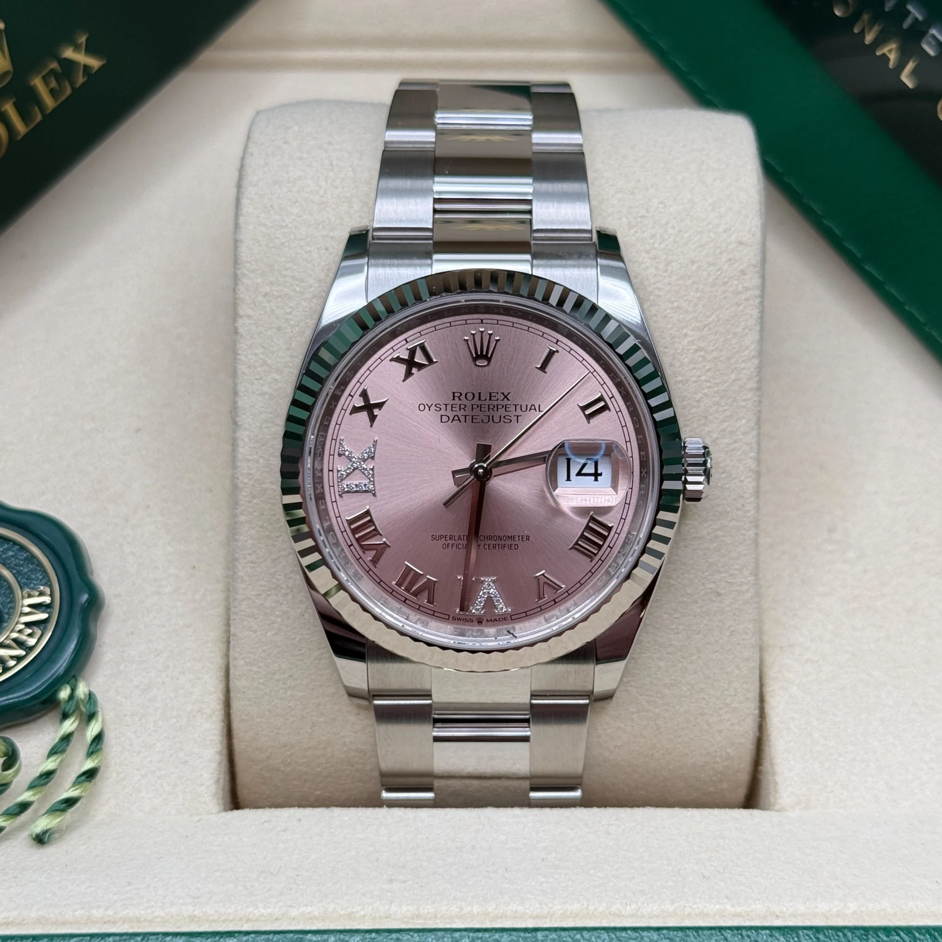 RLX Datejust 36mm 126234 Pink Roman Dial Oyster Stainless Steel - LITELUX
