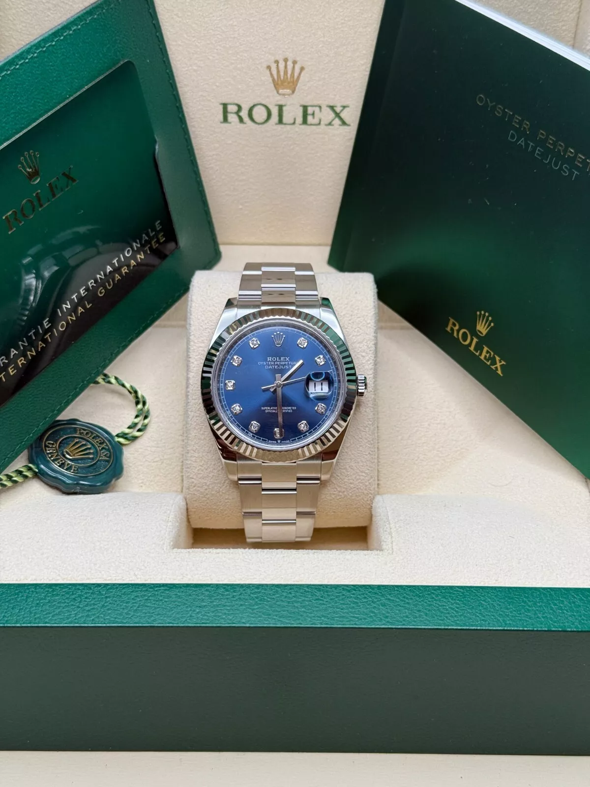 RLX Datejust 41mm 126334 Blue Diamond Oyster Stainless Steel Mens Watch - LITELUX