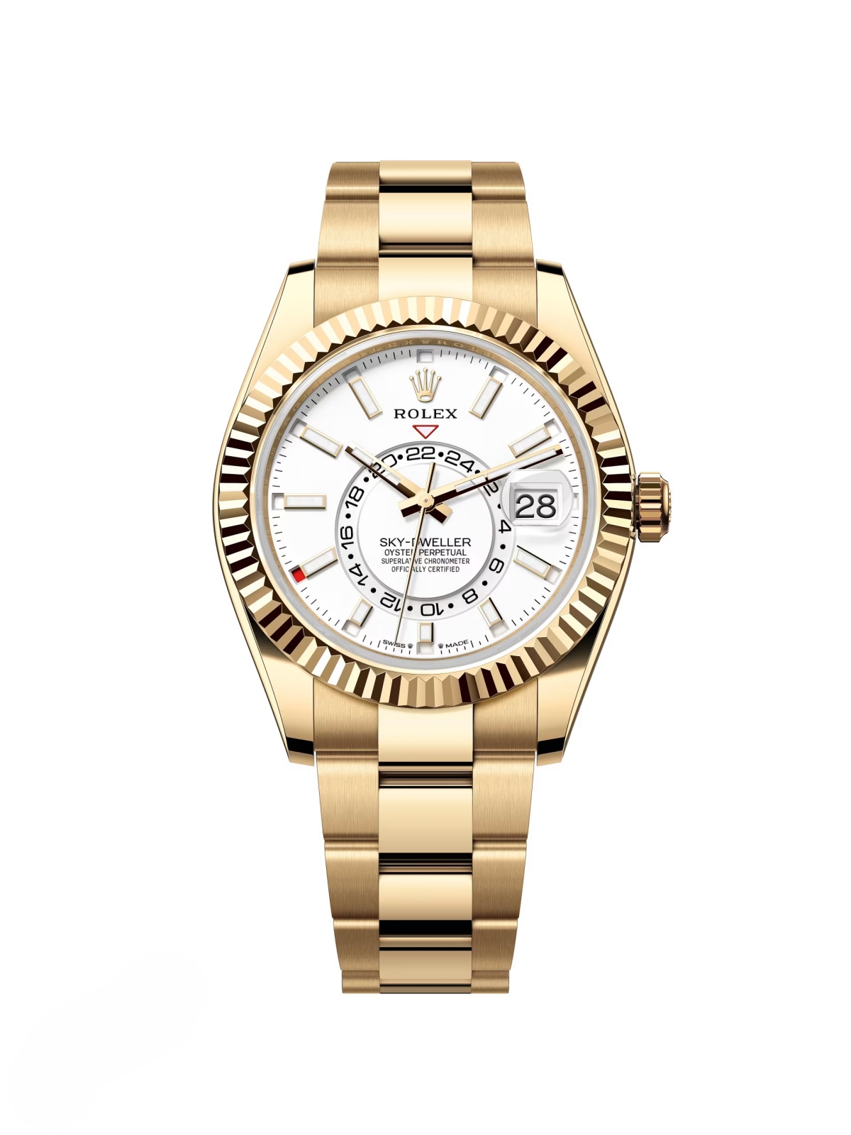 RLX Sky-Dweller 42mm 336938-0003 Yellow Gold White Dial - LITELUX