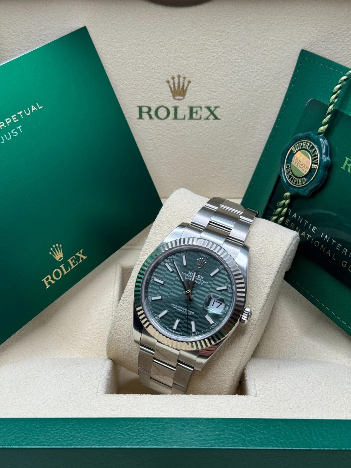 RLX Datejust 41mm 126334 Mint Green Fluted Motif Dial Oyster Bracelet - LITELUX