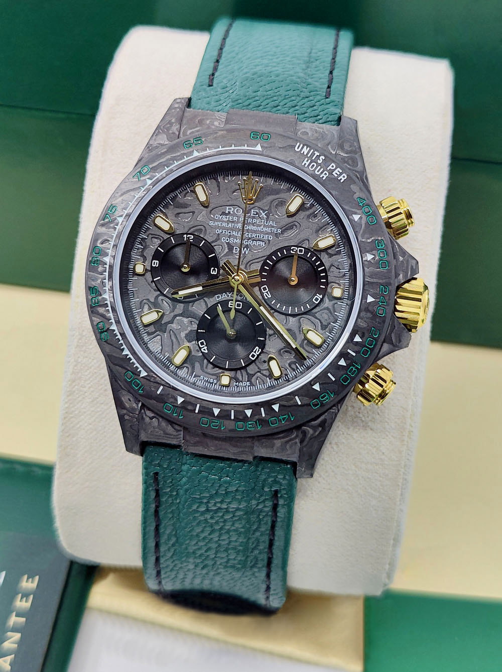 12A(Swiss movement)Rolex Cosmograph Daytona DIW Carbon Emerald Green Swiss Replica Watch | Custom Made Limited Edition | - LITELUX