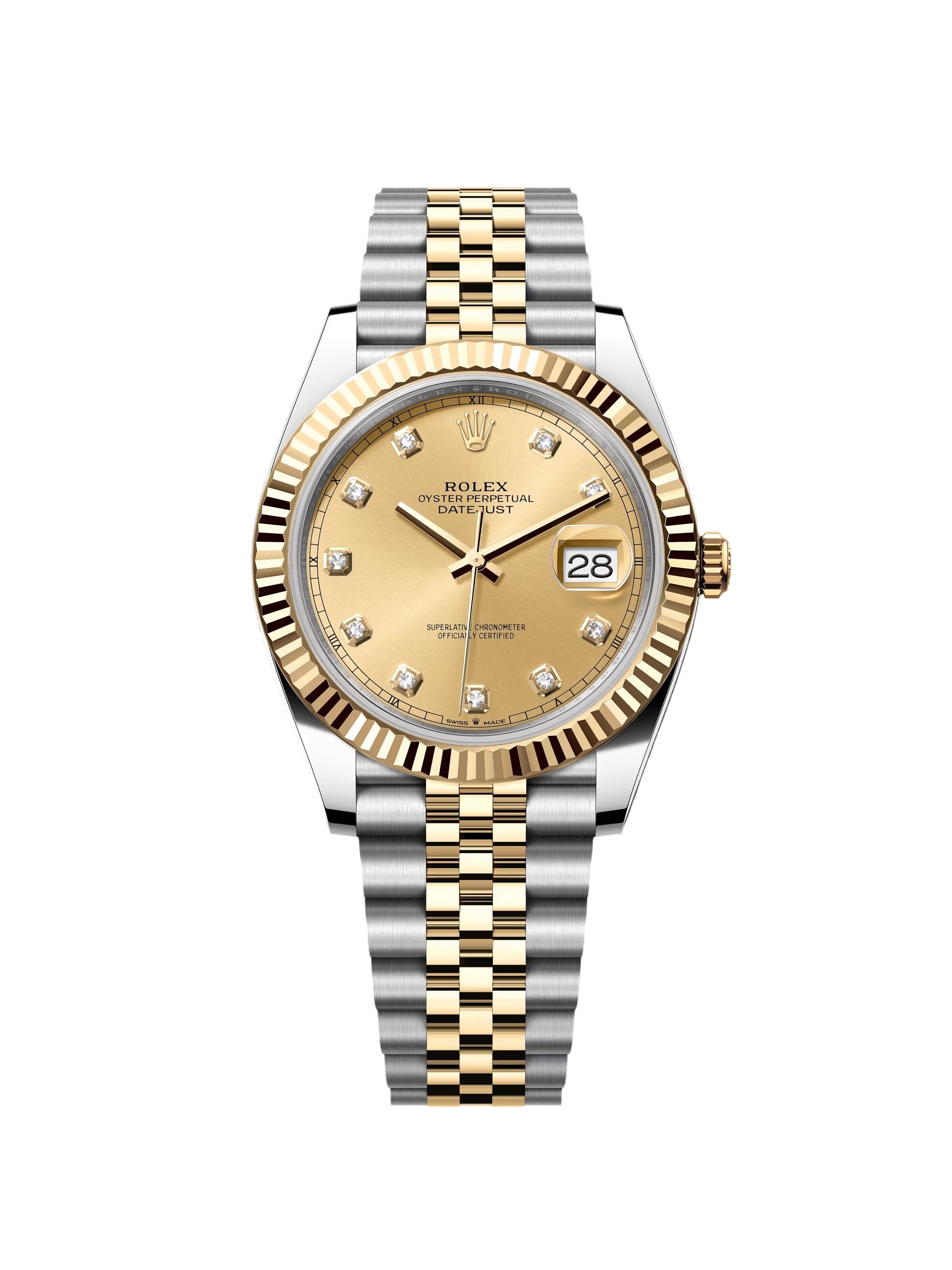 RLX Datejust 41mm Two-Tone Yellow Gold Fluted Bezel Champagne Diamond Dial Oyster - 126333 - LITELUX