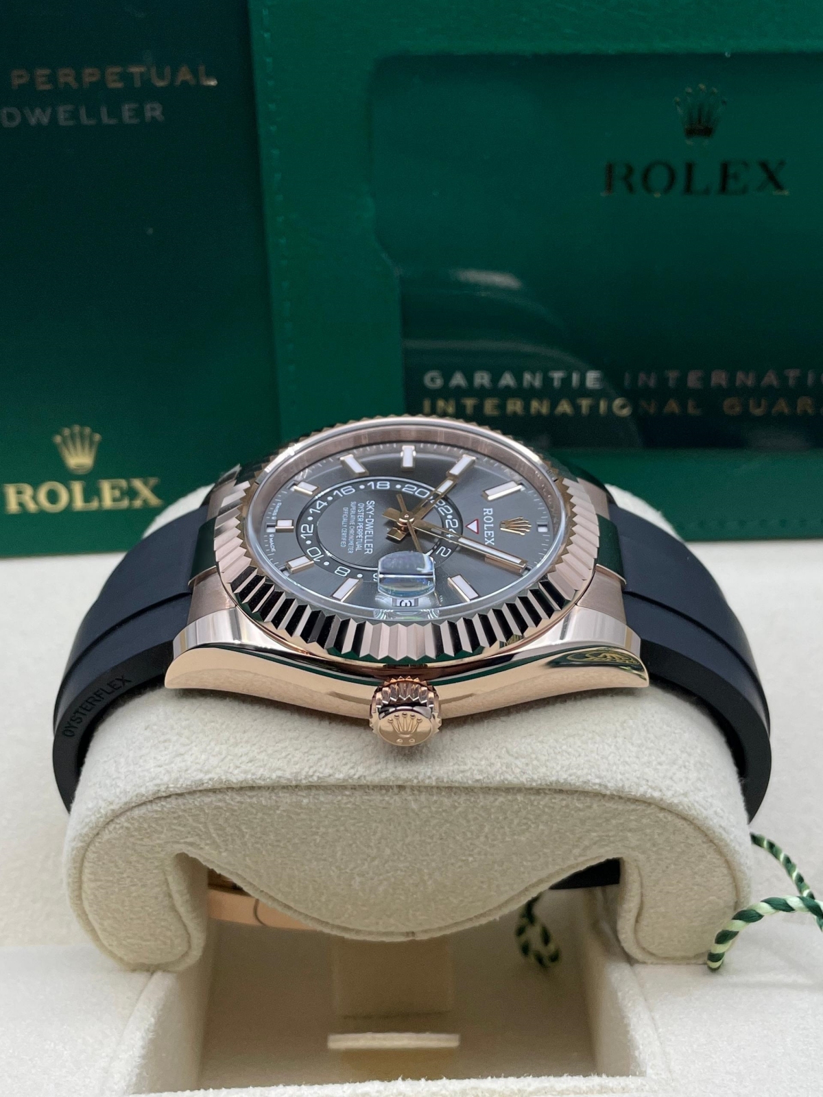 RLX Sky-Dweller 42mm Rose Gold Slate Dial Oysterflex - 336235 - LITELUX